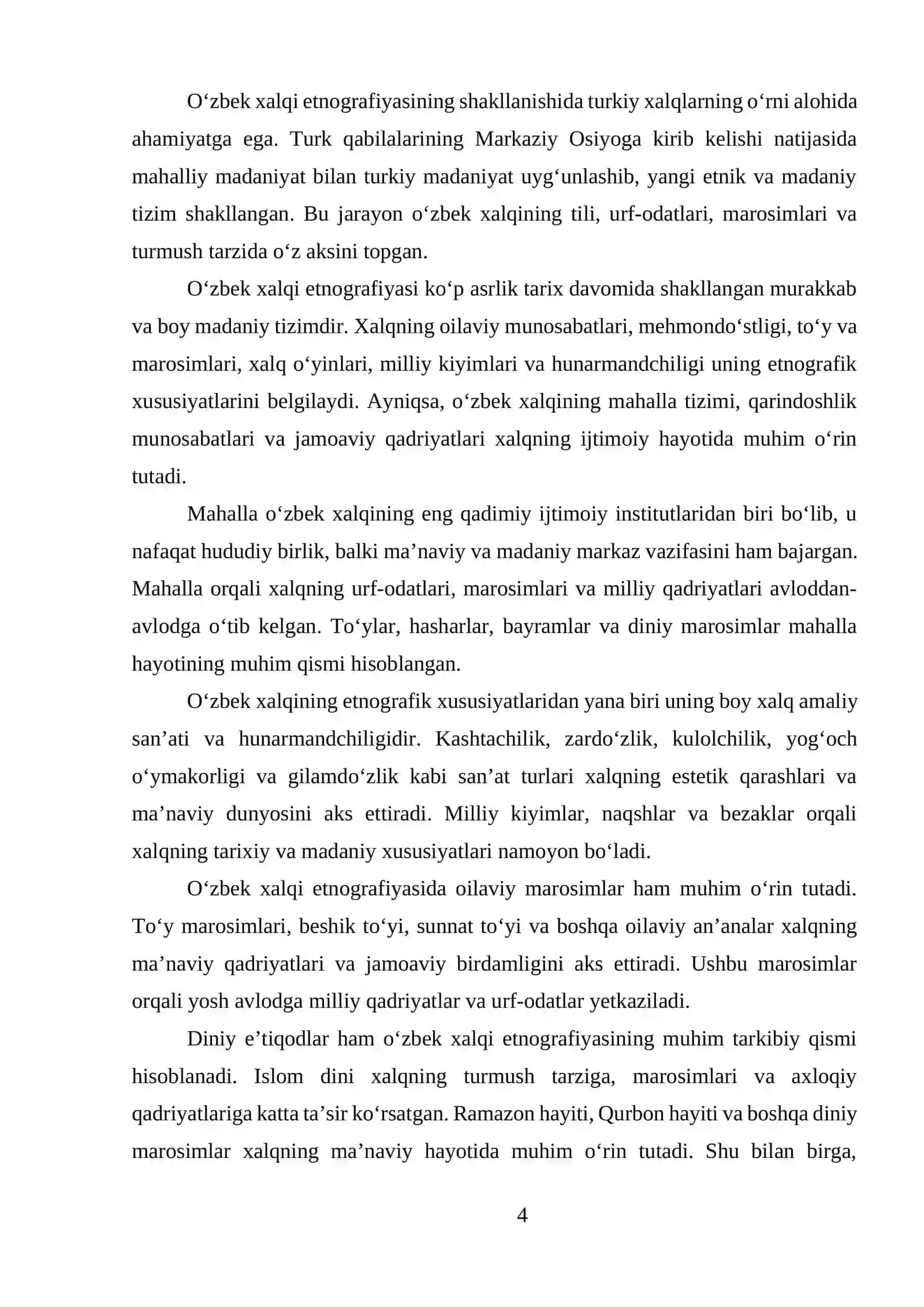 O‘ZBEK XALQI ETNOGRAFIYASI TARIXI 4