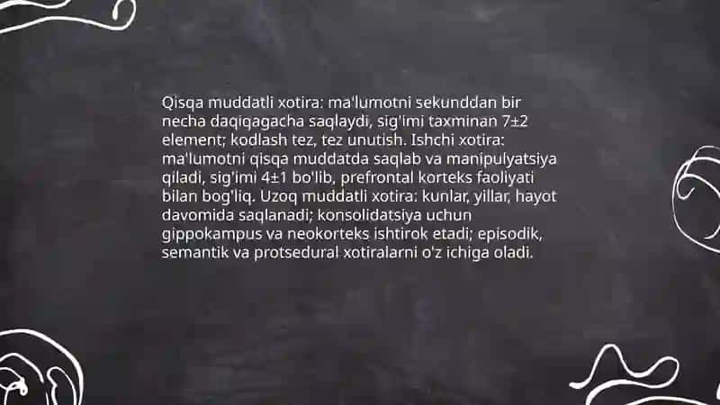 Oliy nerv faoliyati.Xotira tarkibini aniqlash 4