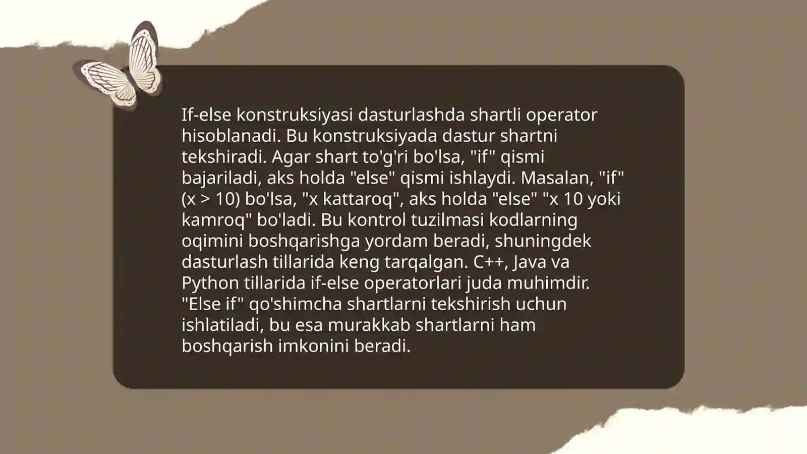 Shart operatorlari bilan ishlash 4