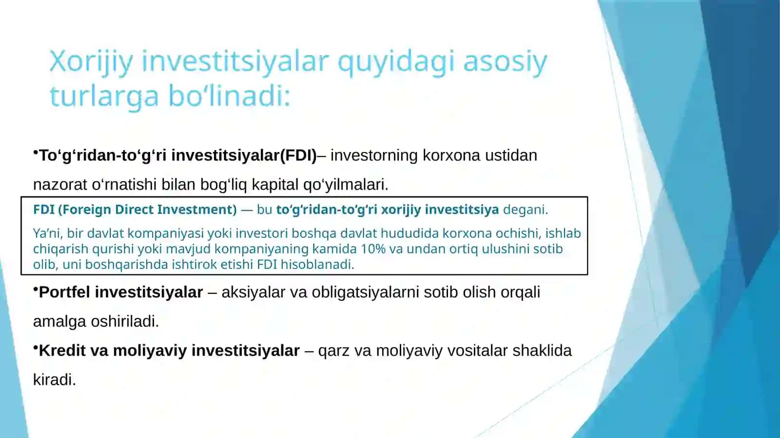 Iqtisodiyotning xalqaro integratsiyada xorijiy investitsiyalarning o‘rni va ularning xalqaro harakatini tartibga solish 4