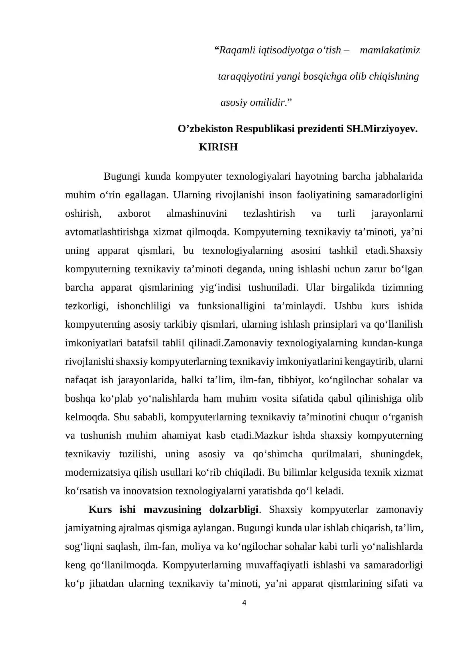 INFORMATIKA O’QITISH METODIKASI fanidan KURS ISHI 4