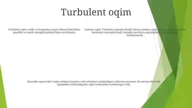 Laminar Va Turbulent Oqimlar. Reynolds Soni 4