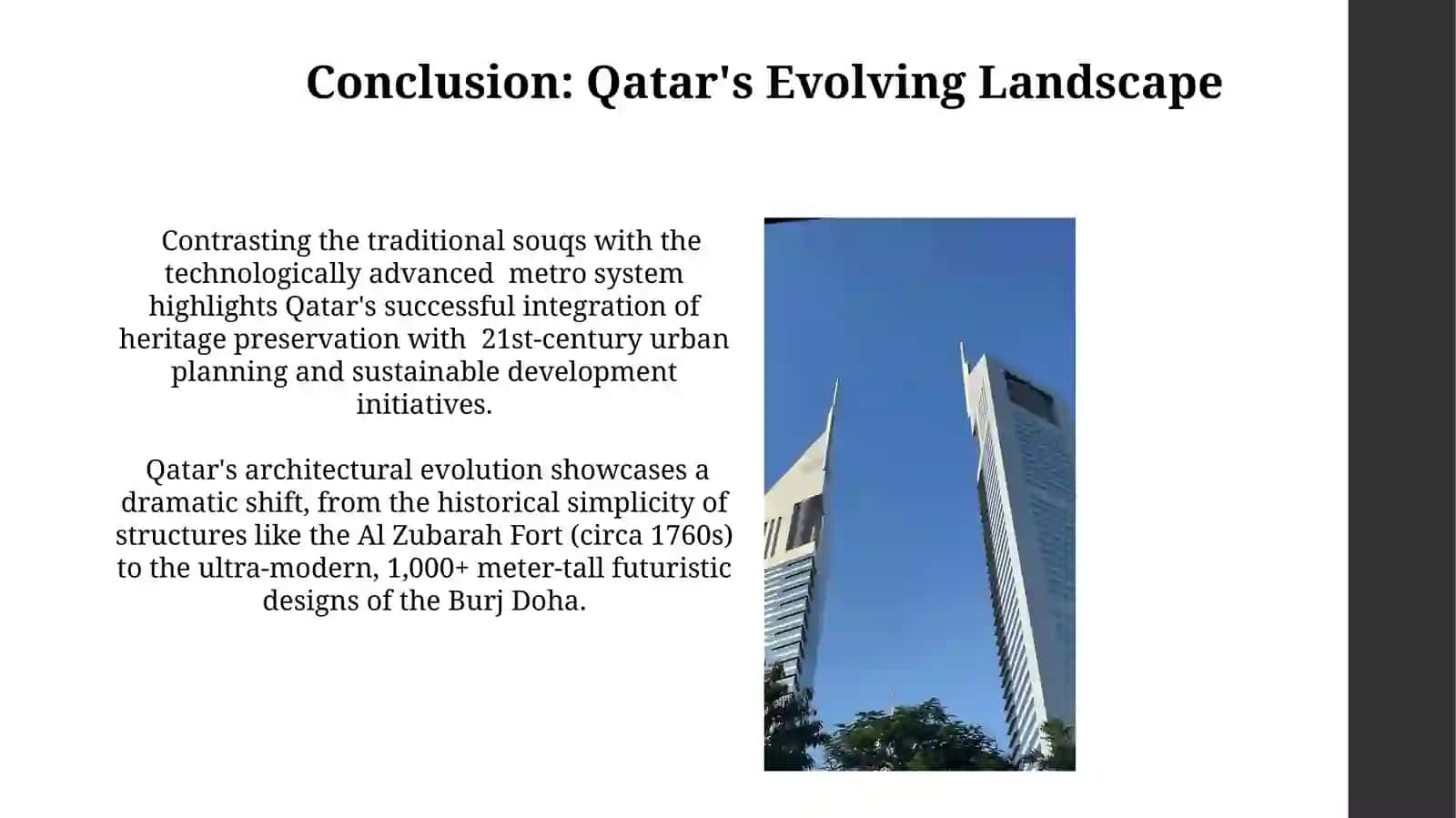Qatar davlatining ikki muhim tarixiy va ikki zamonaviy diqqatga sazovor joylari haqida 4