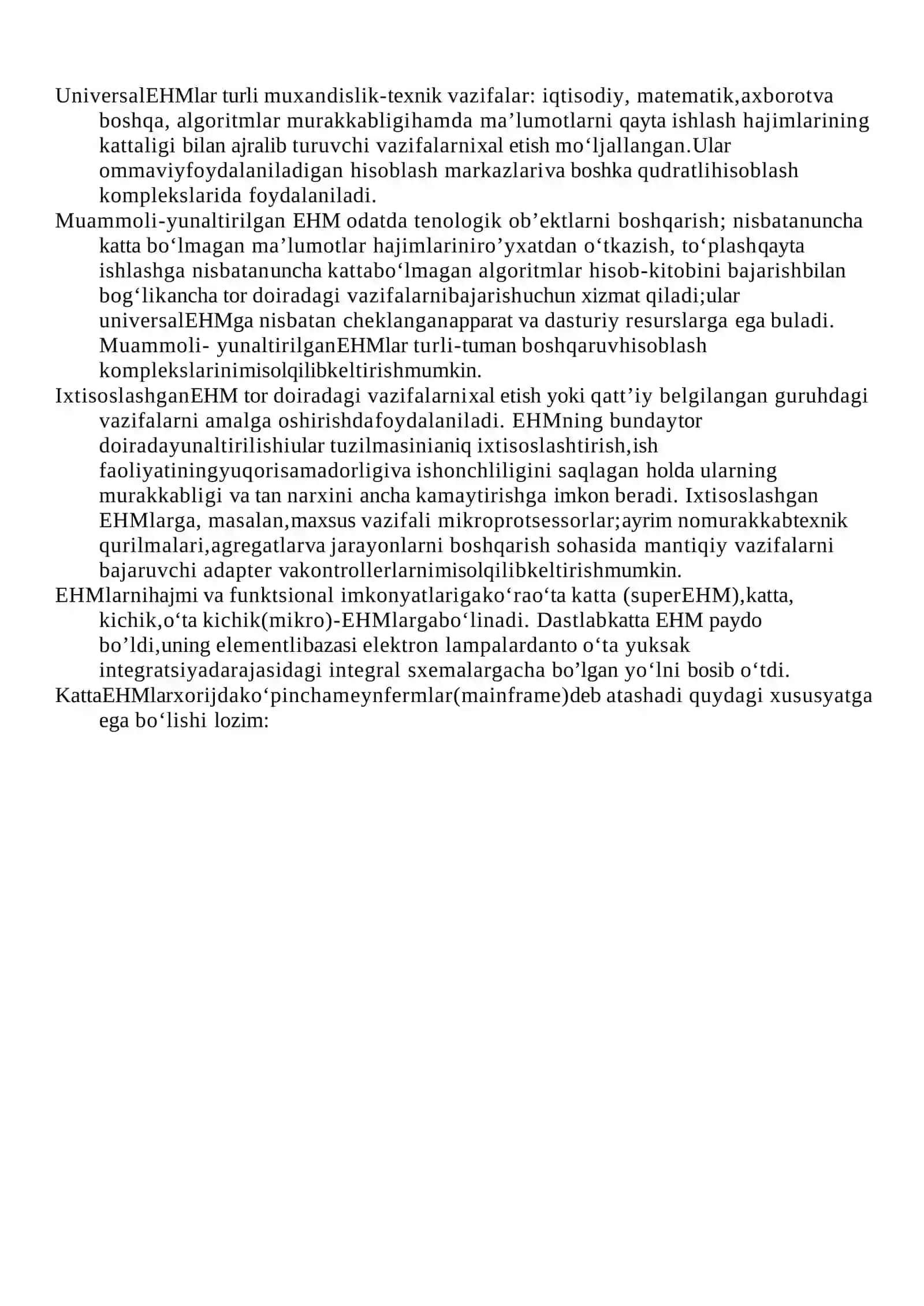 Parallel kompyuterlar: umumiy va ajratilgan xotirali multiprotsessorlar va multikompyuterlar 4