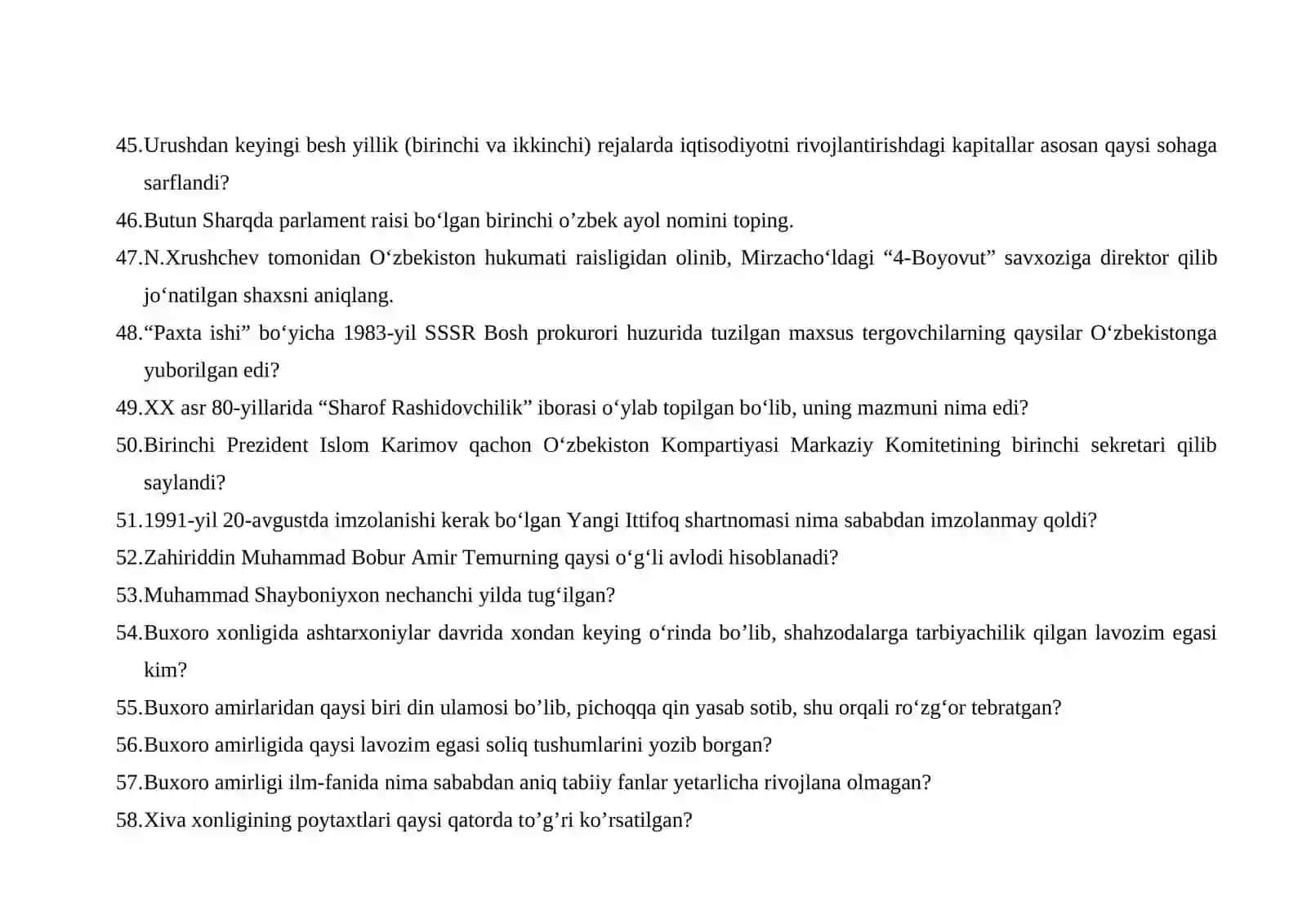 O‘zbekiston Respublikasi Prezidenti huzuridagi maslahatlashuv organi qaysi javobda to‘g‘ri berilgan? 4