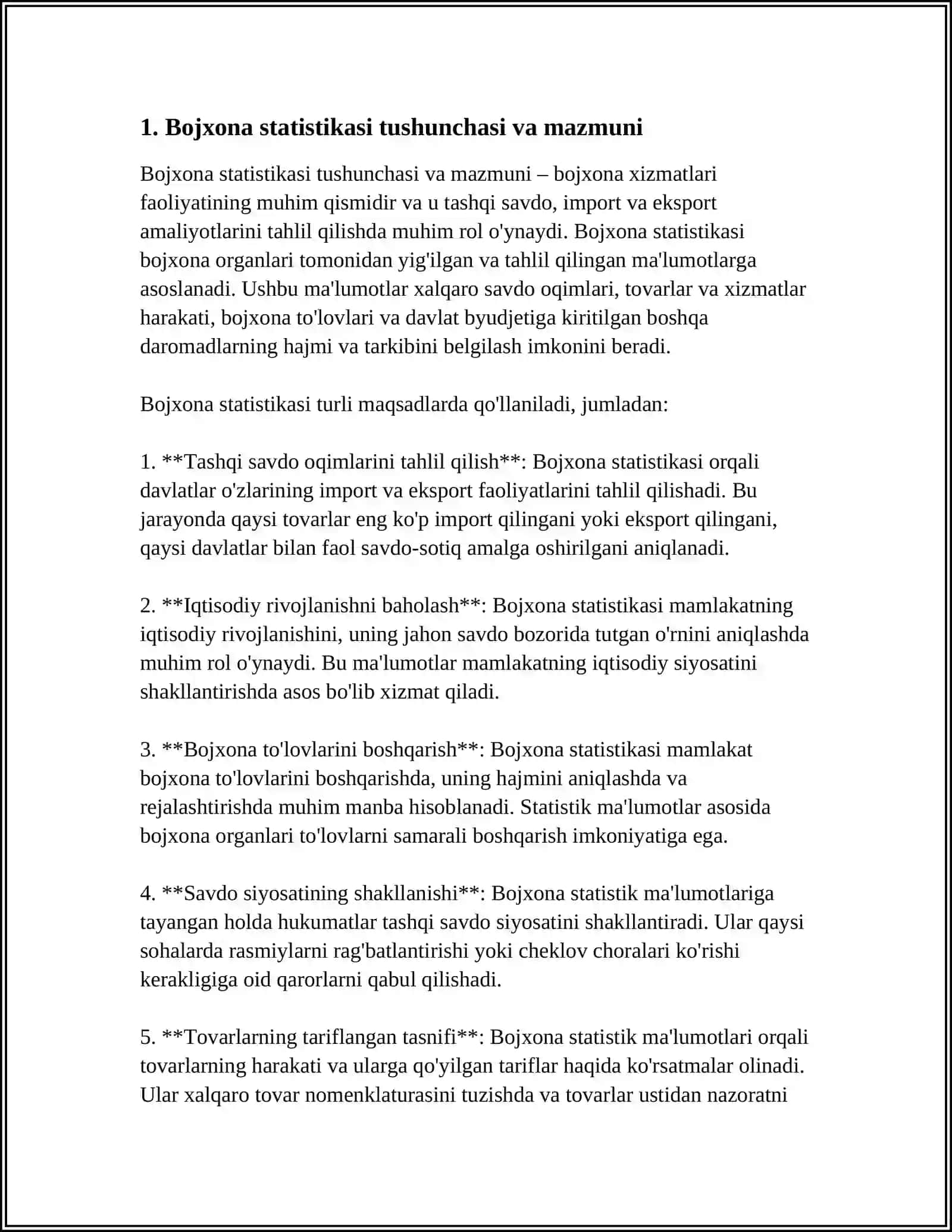 Bojxona statistikasi tushunchasi va mazmuni 4
