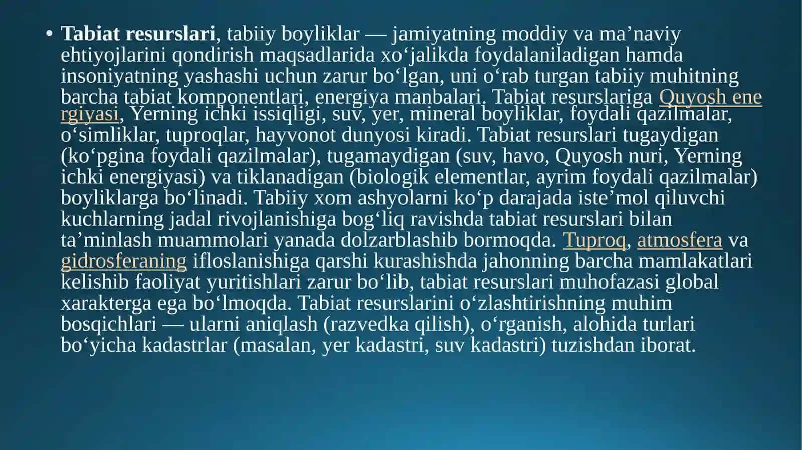 TABIIY RESUS VA ULARNING KLASSIFIKATSIYASI. TABIIY RESUSLARDAN OQILONA FOYDALANISH STRATEGIYAS 4