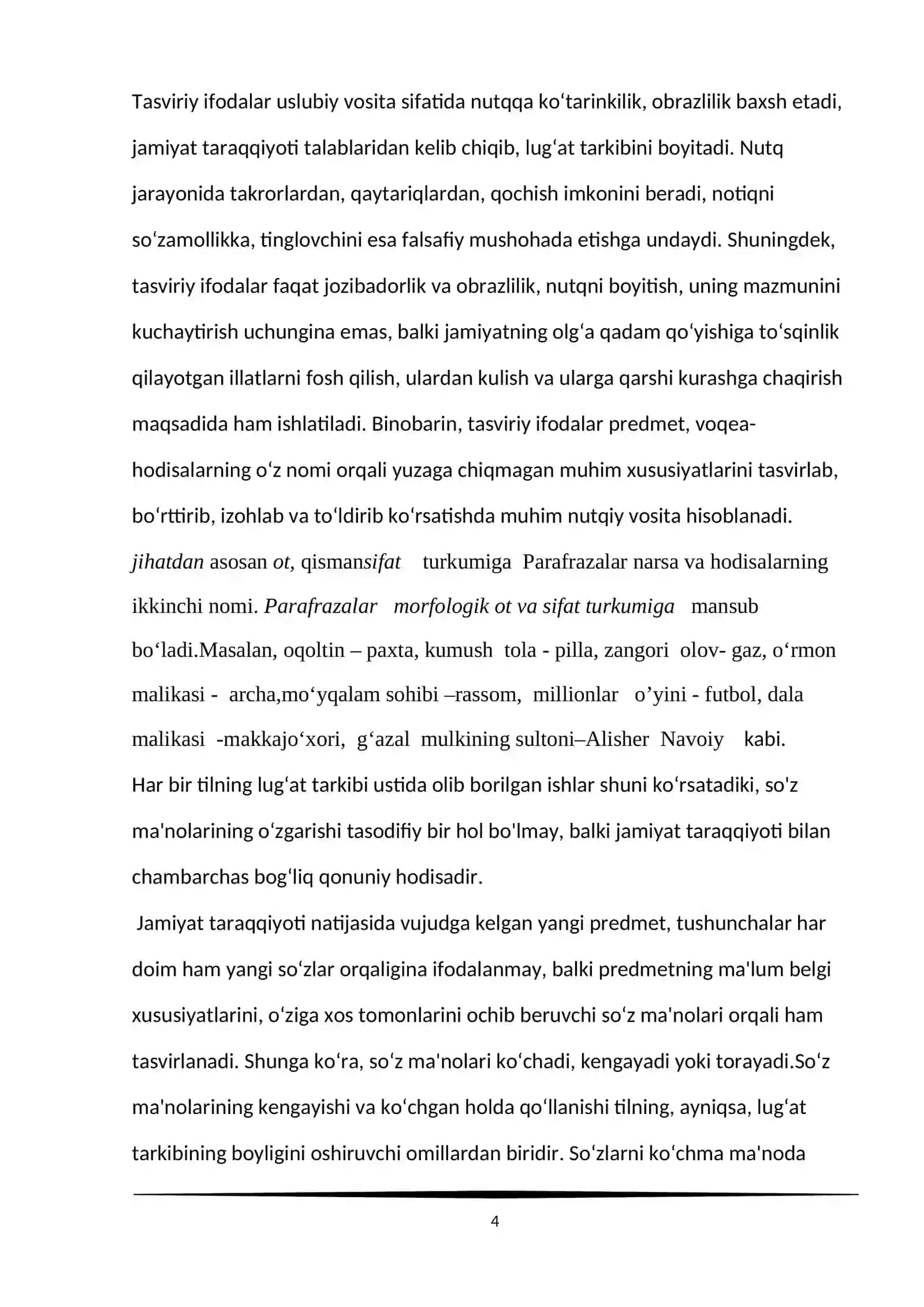 O'zbek tilida parafrazalarning uslubiy imkoniyatlari 4