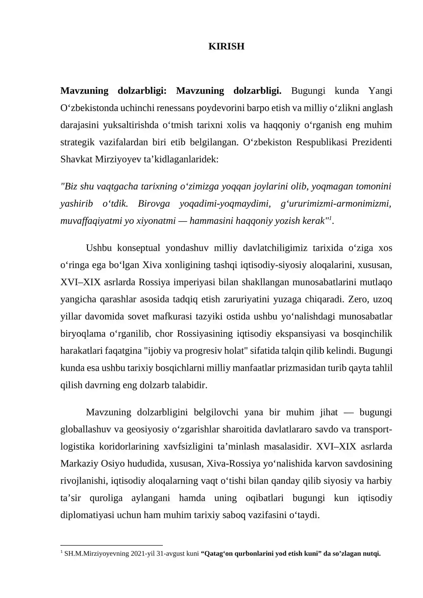 XVI-XIX asrlard Xiva-Rossiyaning savdo aloqalari. Kurs ishi 4