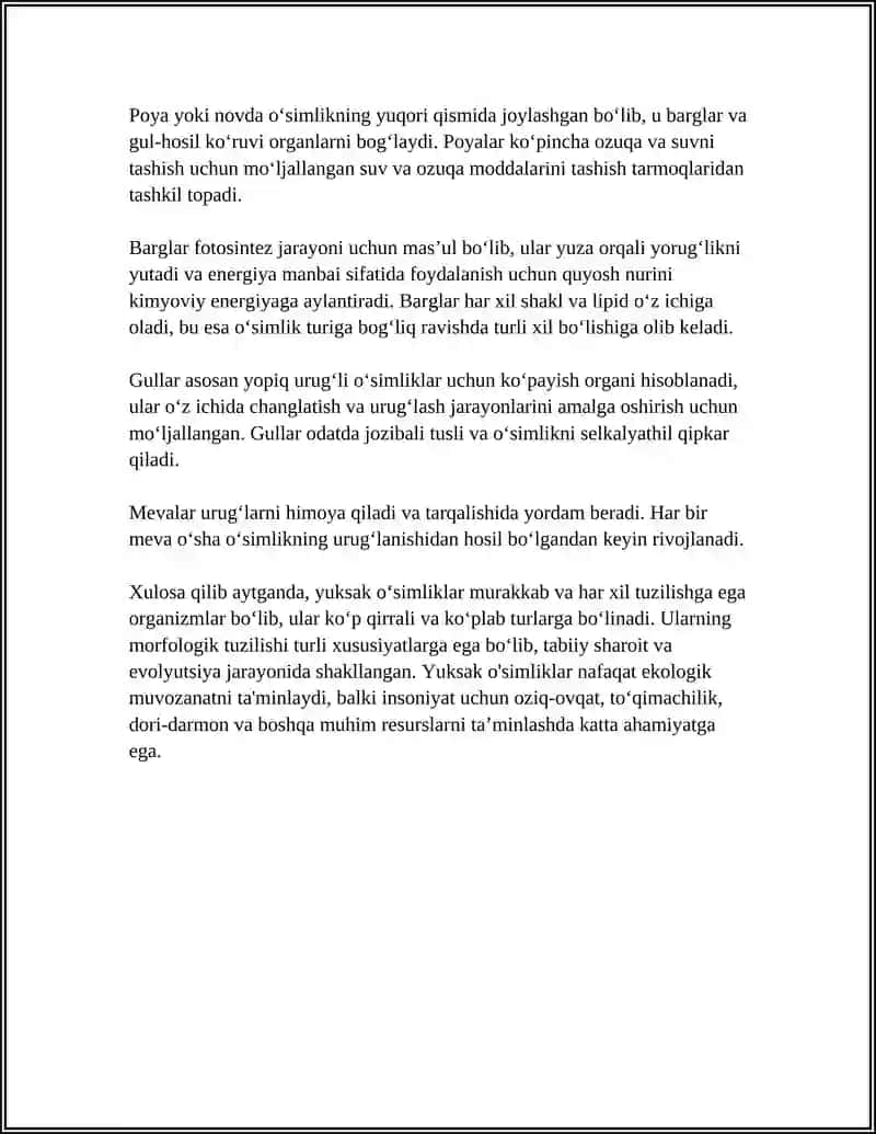 YUKSAK ÕSIMLIKLAR VA ULARNING AHAMIYATI 4