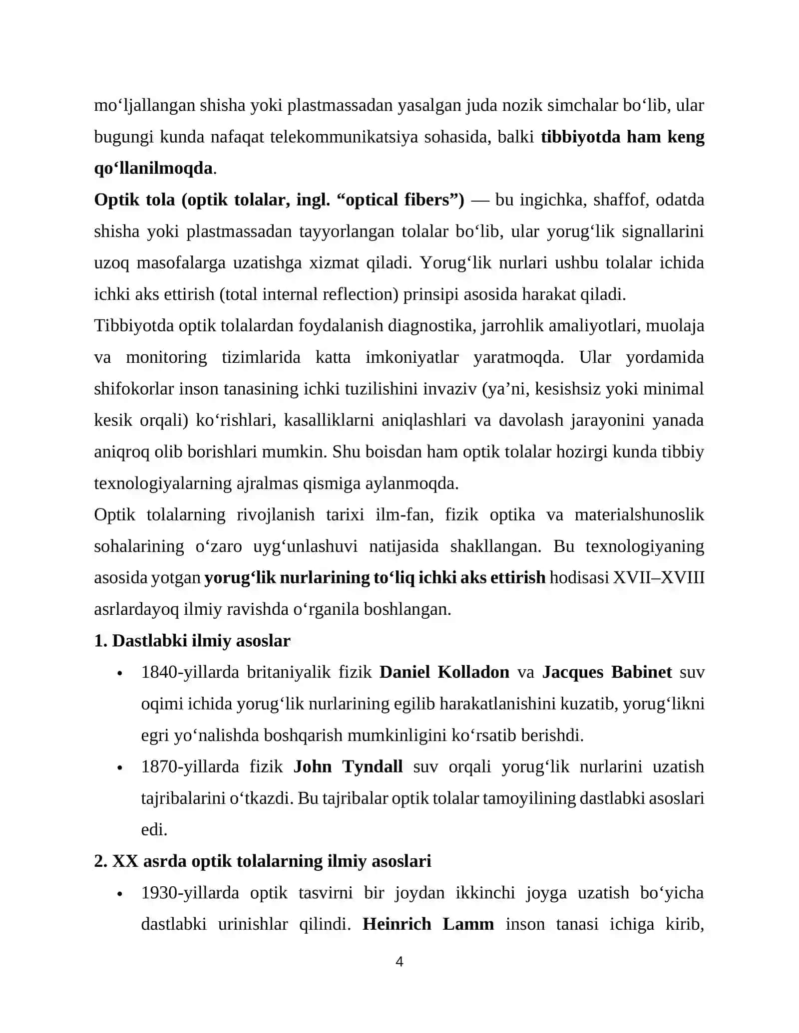 Optik tolalar va ularning tibbiyotda qo’llanilishi” 4
