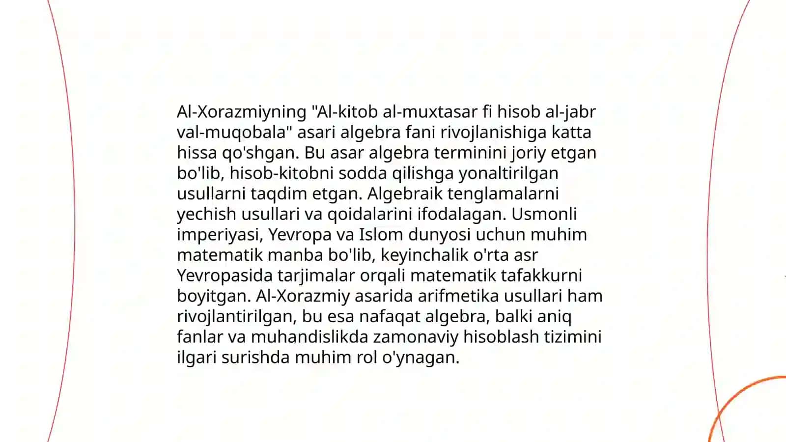Muhammad ibn Muso al Xorazmiy va arifmetika asoslari 4