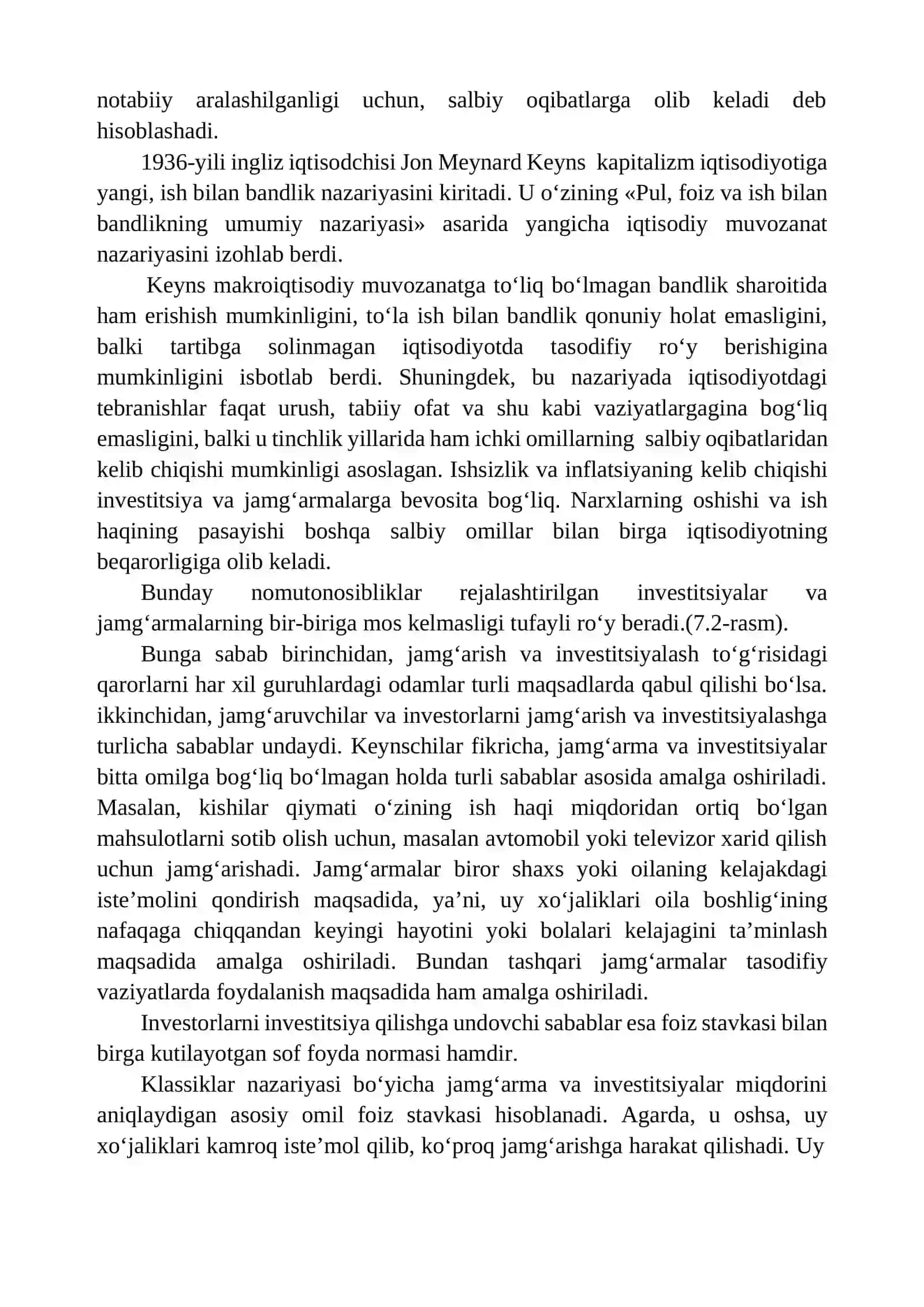 KEYNSNING TOVARLAR VA XIZMATLAR BOZORIDAGI MAKROIQTISODIY MUVOZANAT MODELI 4