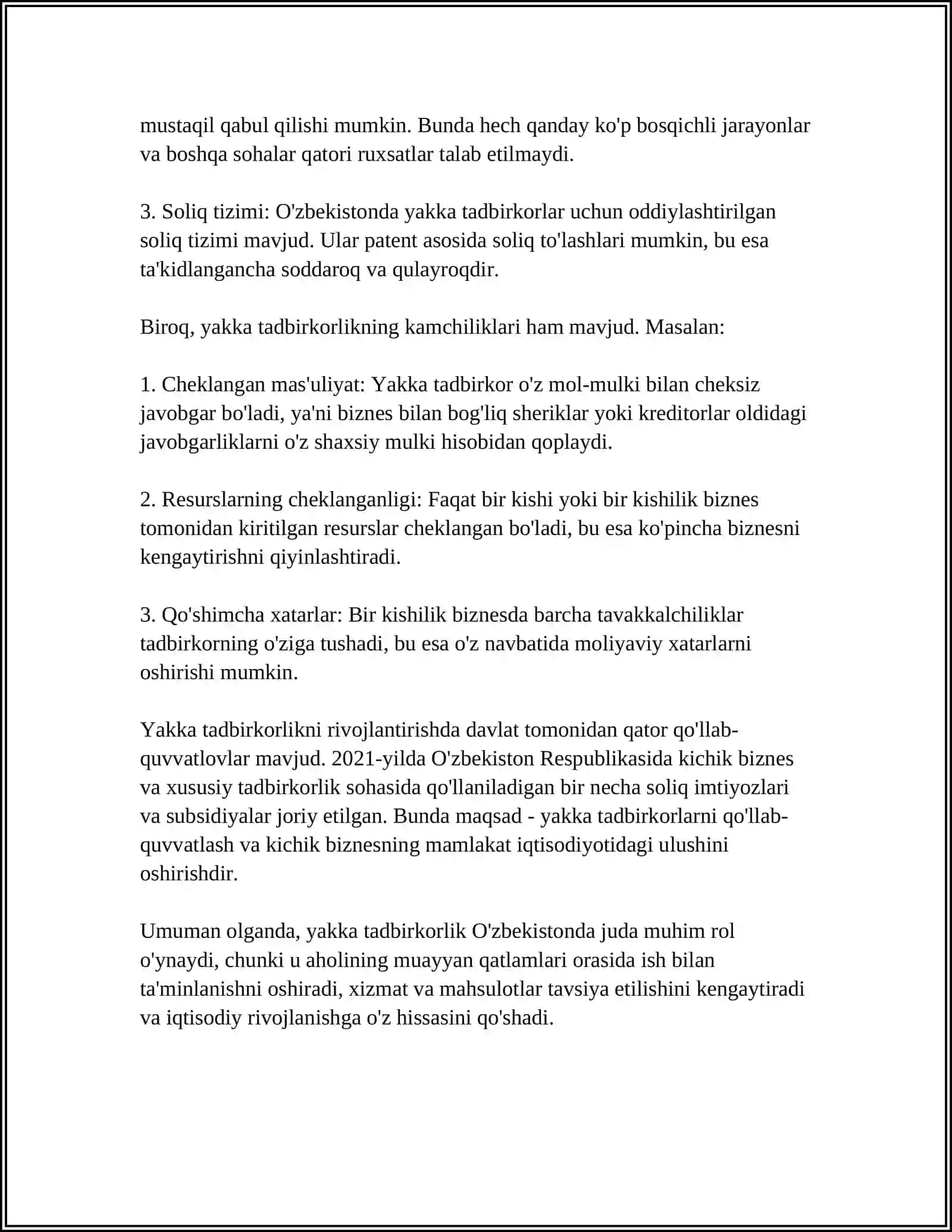 Yakka (Individual) va Bozor Talabi 4