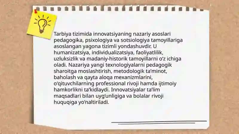 Innovatsiyaning mazmun-mohiyati Boshlang'ich Ta'limda 4