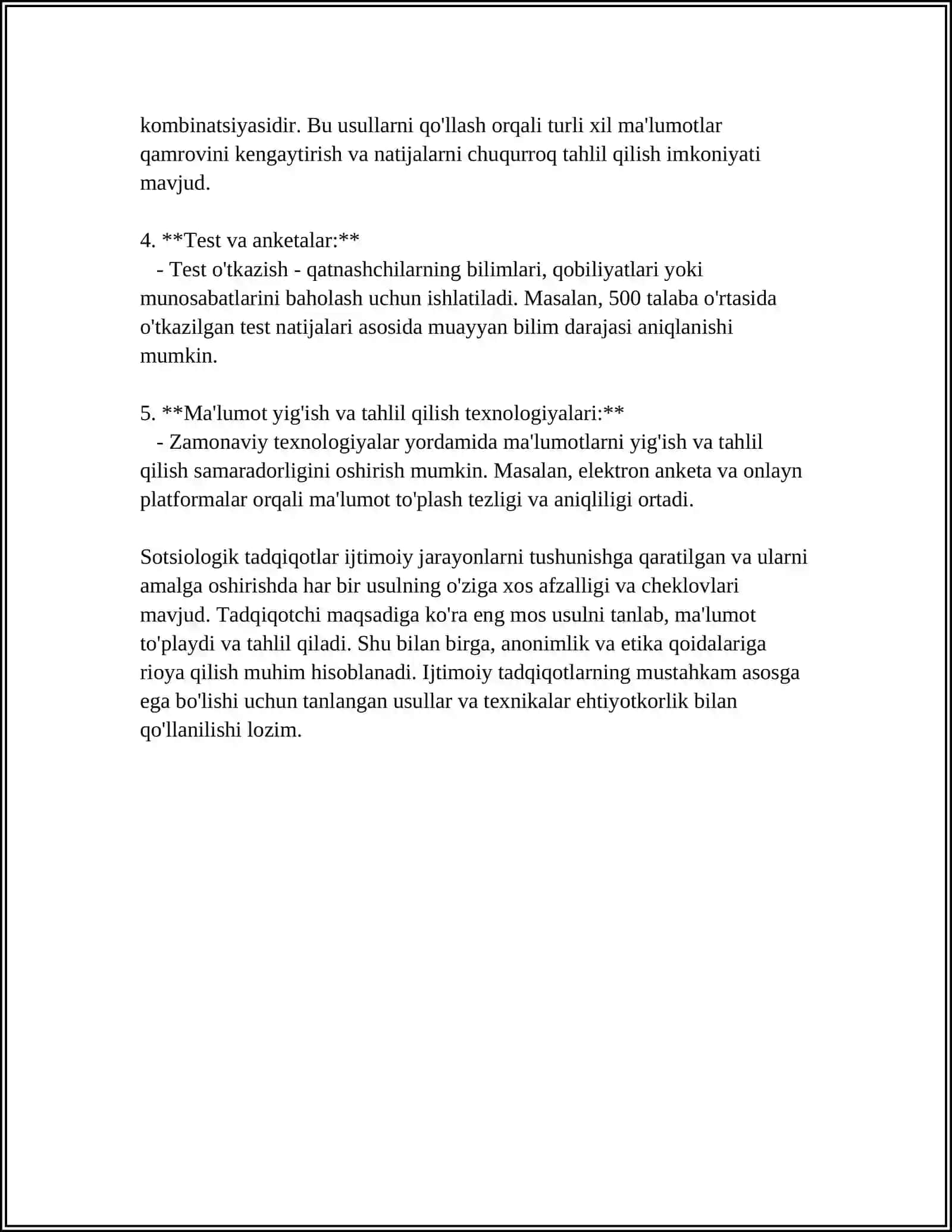 Sotsiologik tadqiqotlar: Usullar va yondashuvlar 4