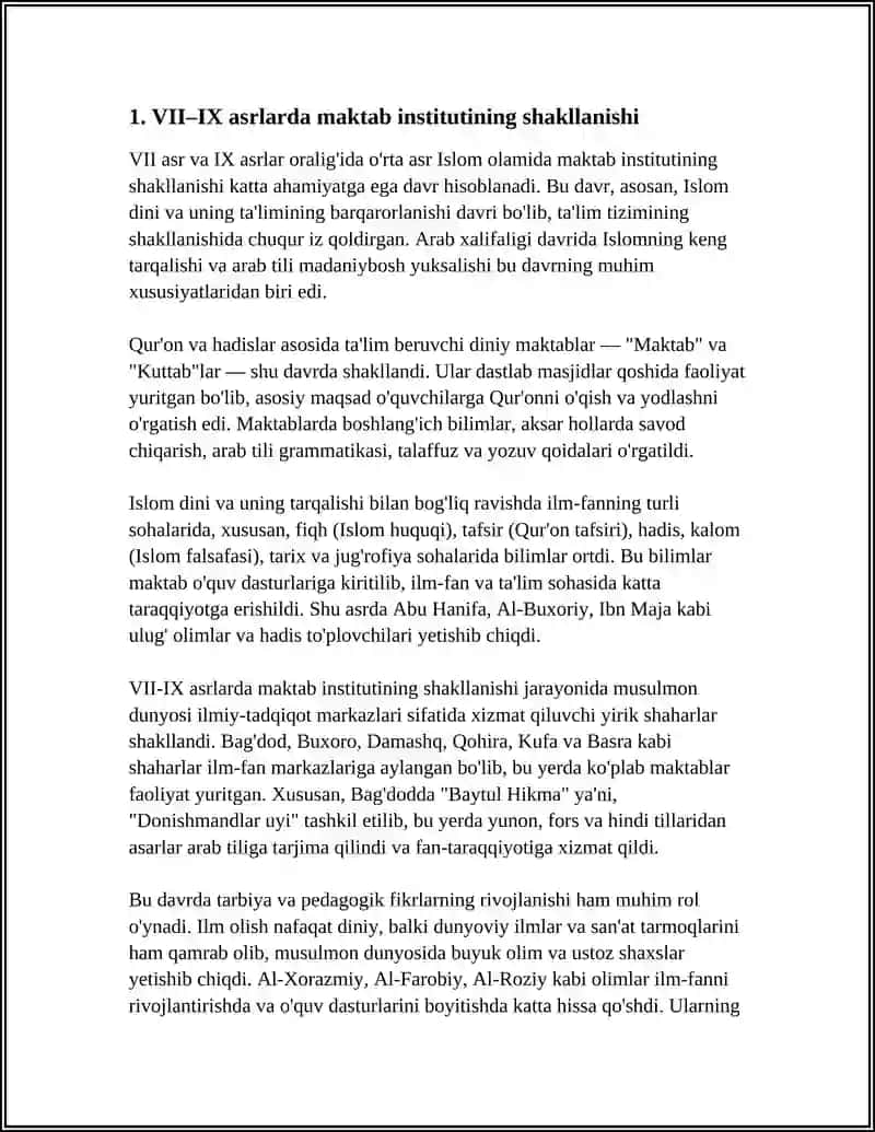 VII ASDAN IX ASGACHA BO'LGAN DAVRDA MAKTAB,TARBIYA VA PEDAGOGIK FIKRLAR TARAQQIYOTI 4