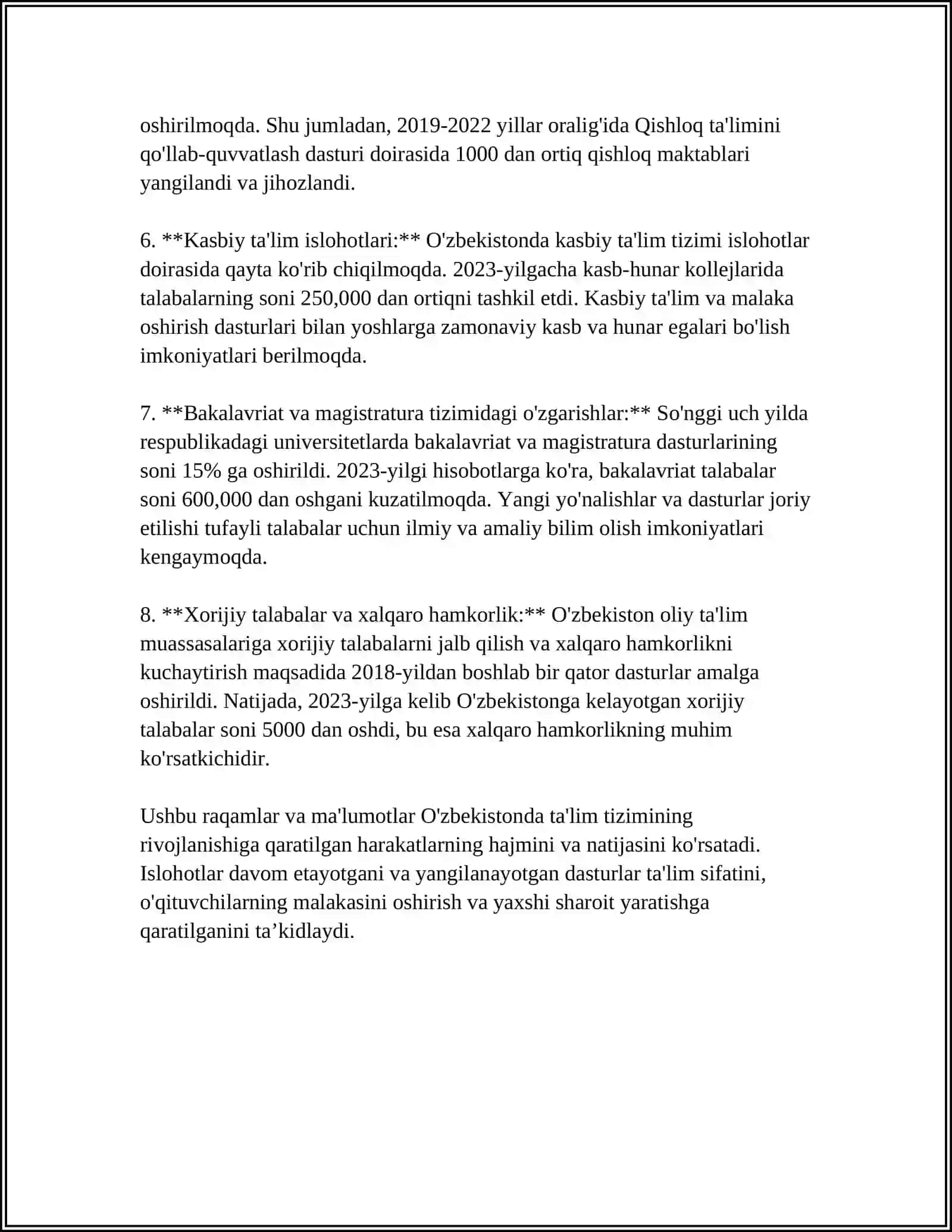 OʻZBEKISTON RESPUBLIKASIDA TAʼLIM TARAQQIYOTI VA FAN 4