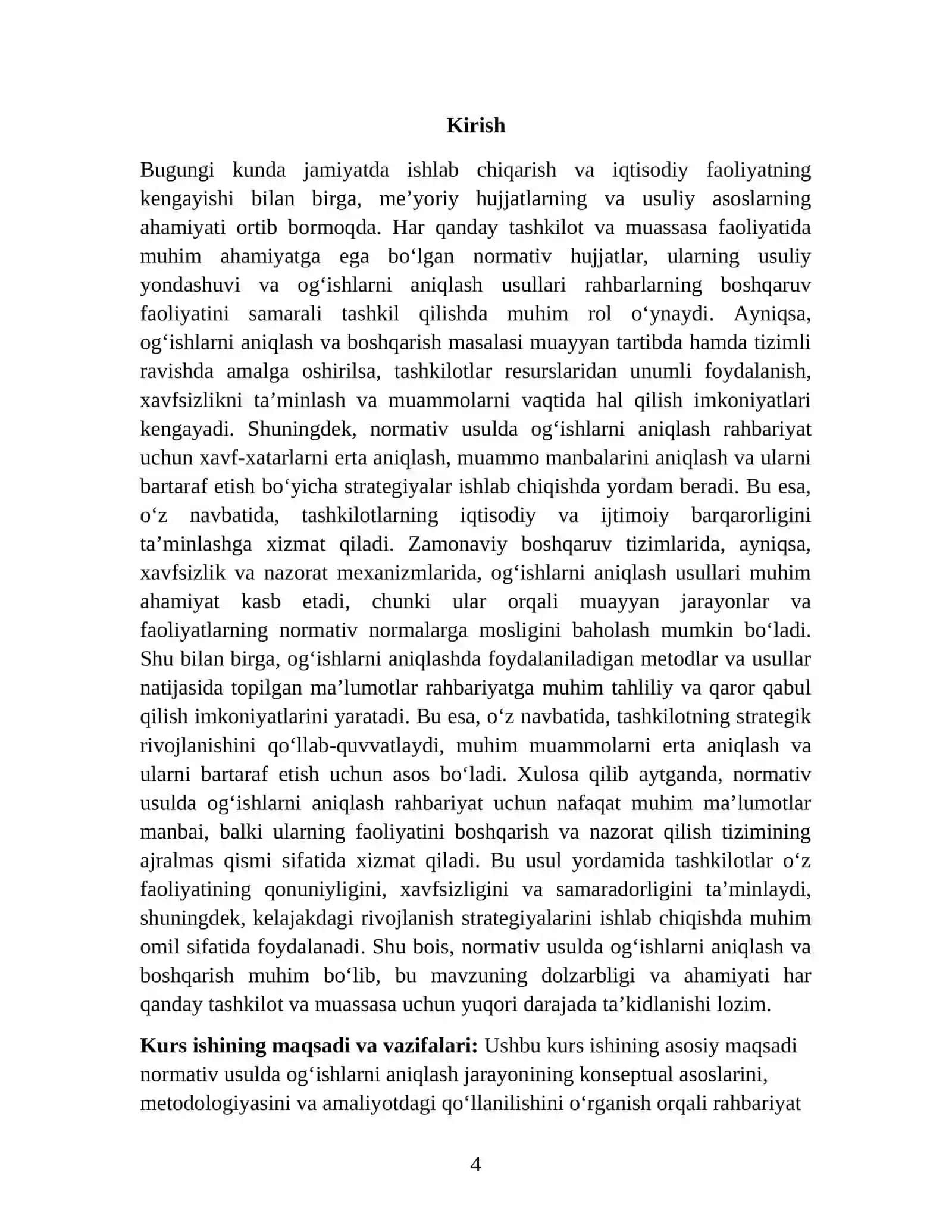 Normativ usulda ogʻishlarni aniqlash rahbariyatga qanday yordam beradi? 4