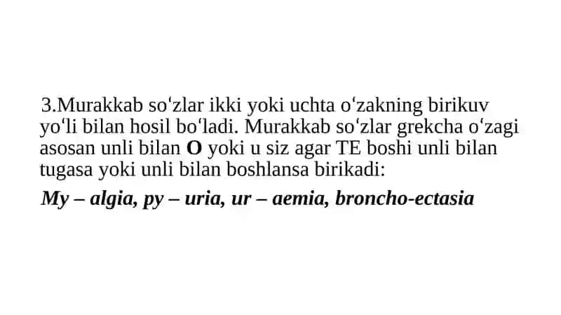 Klinik terminologiyaga kirish.Klinik atamalar yasash.Suffiksatsiya. Prefiksatsiya usullari. 4