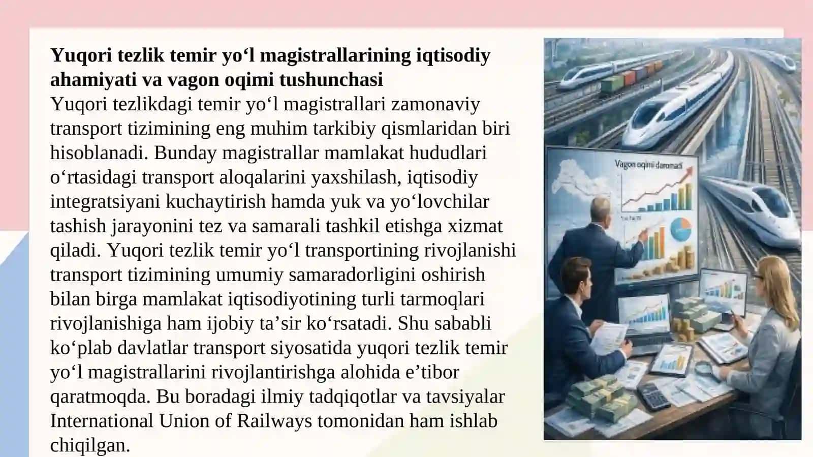 Yuqori tezlik magistrallarini yaratishda vagon oqimi daromadlarini aniqlash 4