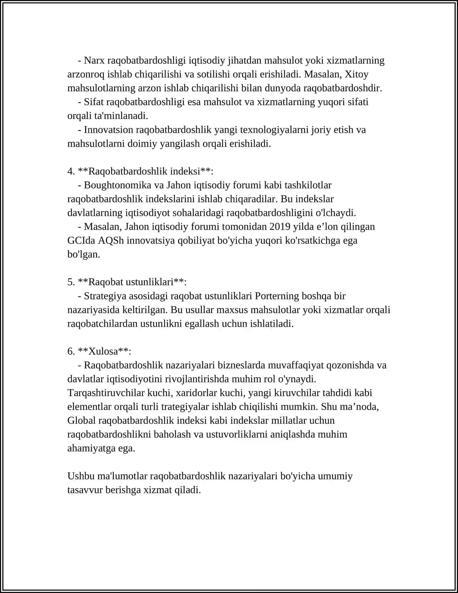 MILLIY IQTISODIYOTNING RAQOBATBARDOSHLIGI VA INNOVATSION SIYOSAT 4