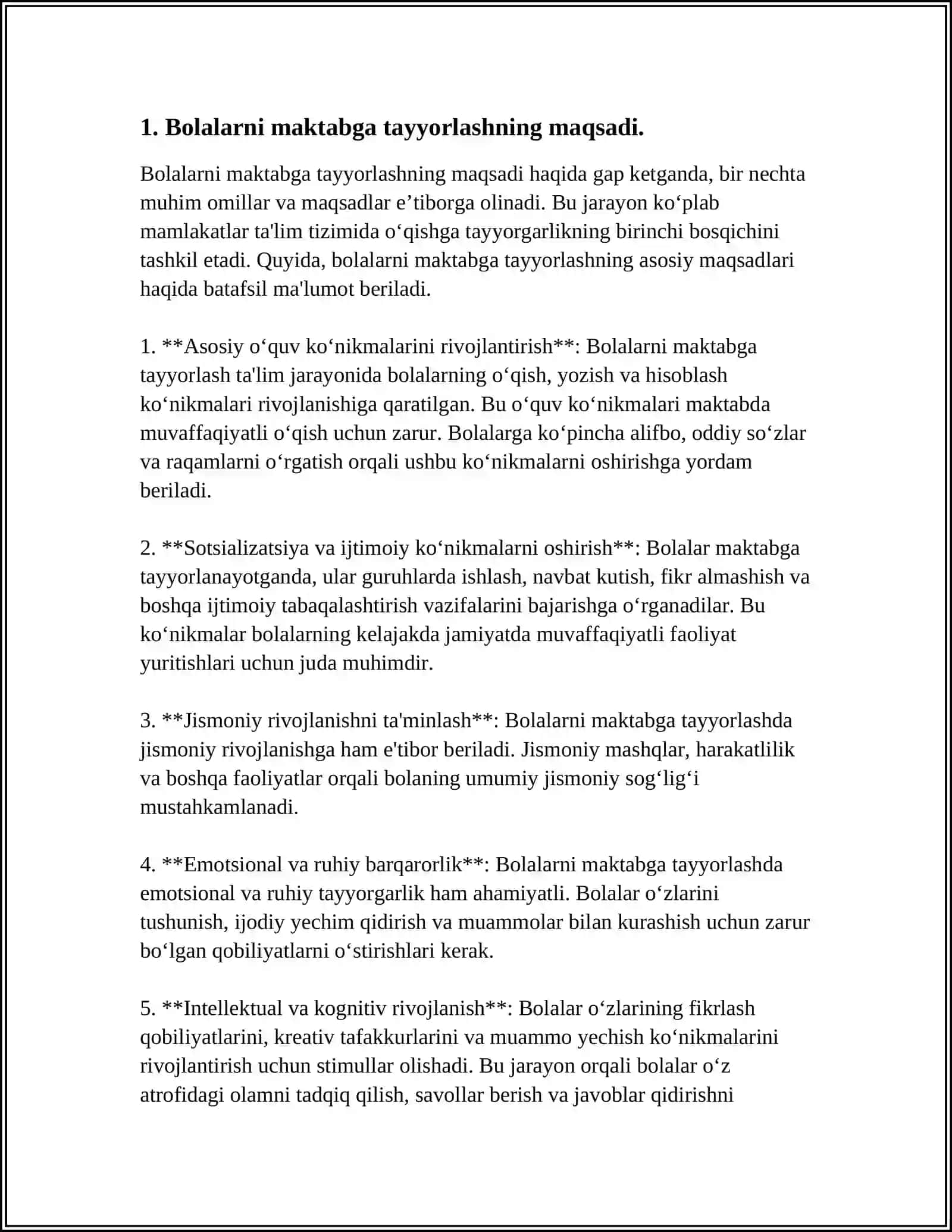 BOLALARNI MAKTABGA TAYYORLASHDA NUTQ MULOQOT OQISH VA YOZISH MALAKALARIGA QOYILGAN DAVLAT TALABLARI 4