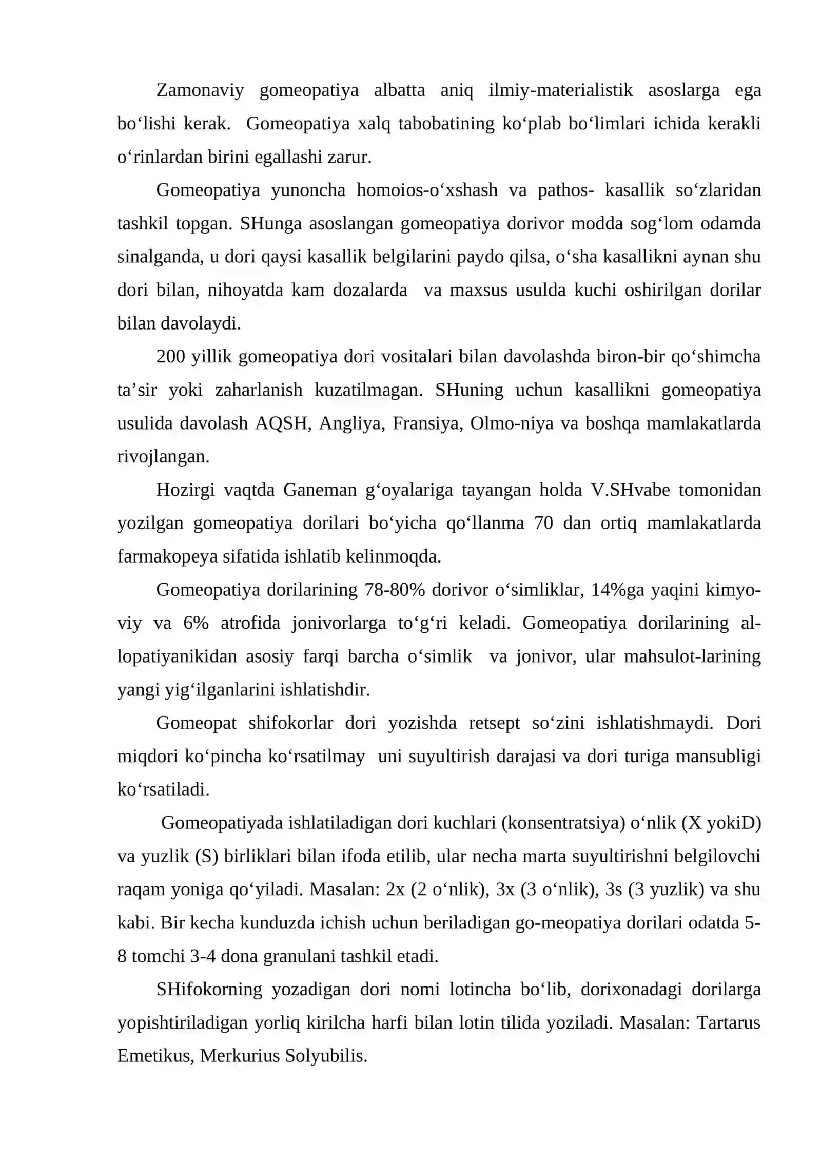 Dori vositalarni dinamizatsiyalash materiya medikadagi gomeopatik dinamizatsiyalangan dori vositalarni ko‘rib chiqish 4