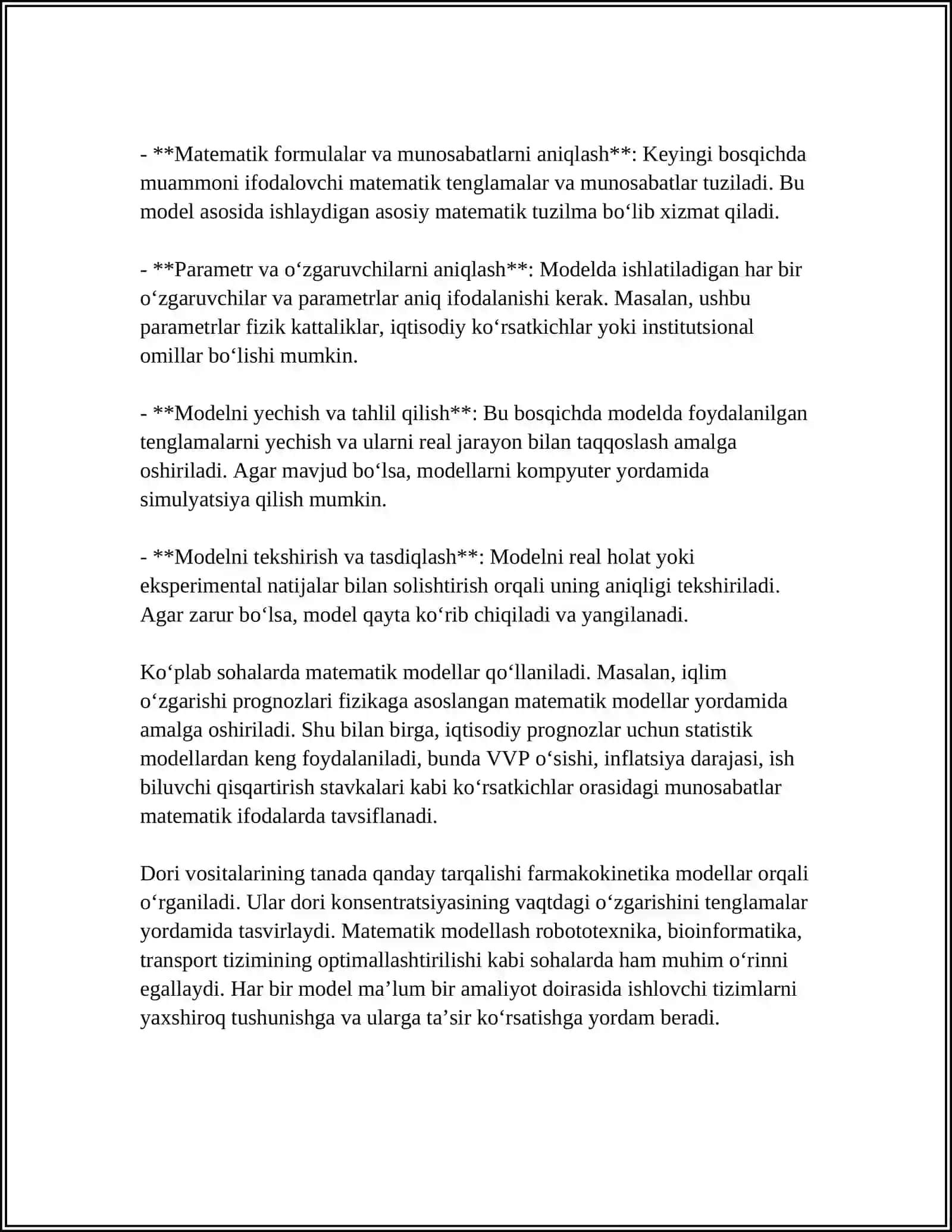 MUSTAQIL ISH Mavzu: MODEL. MODEL TURLARI. IQTISODIY MODEL 4