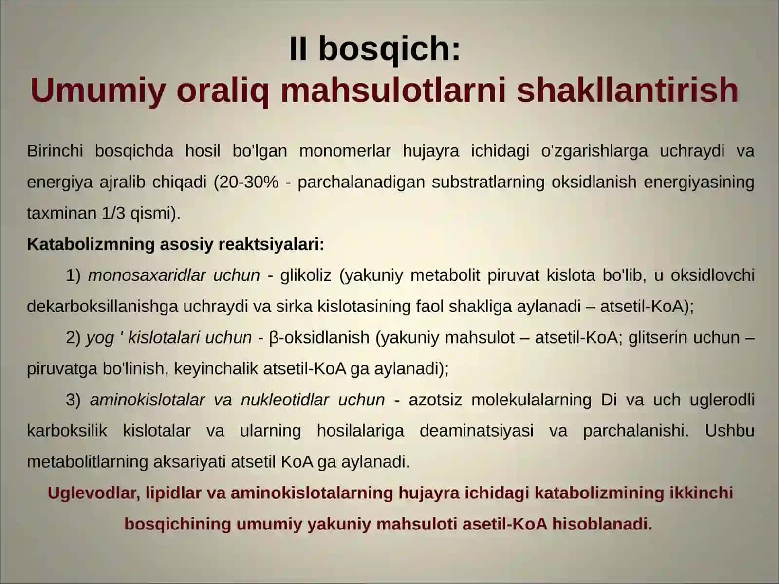 Energiya almashinuvi buzilishi. Toʻliq, toʻliq boʻlmagan ochlik 4