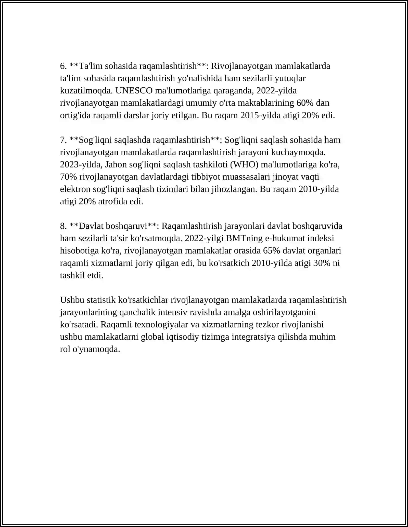 RIVOJLANGAN MAMLAKATLARDA BIZNESNI RAQAMLASHTIRISH TAJRIBASI VA UNDAN O’ZBEKISTONDA SAMARALI FOYDALANISH YO’NALISHLARI 4