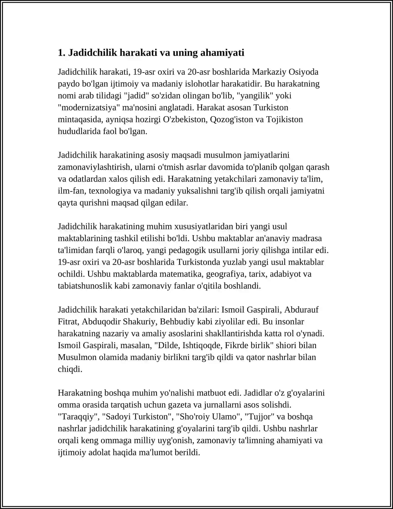 JADID MARIFATPARVARLARINING PEDAGOGIK G'OYALARI. (ABDULLA AVLONIY) 4