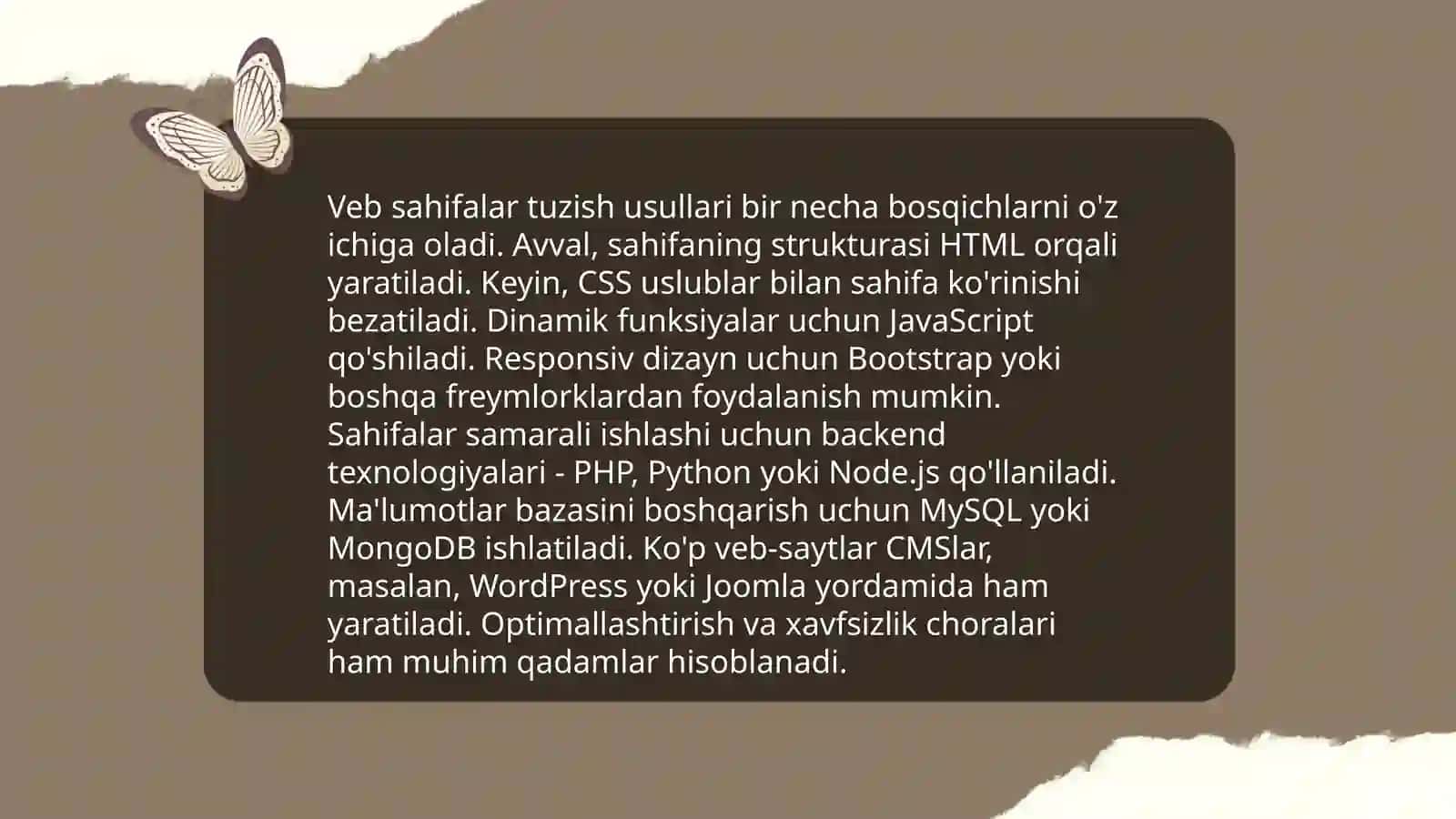 Dasturda tayyor shakllardan foydalanish mexanizmi. Web sahifalar yaratish. Matnlar, grafiklar va jadvallar ustida ishlash. Web sahifalarga giperbogʻlanish oʻrnatish 4