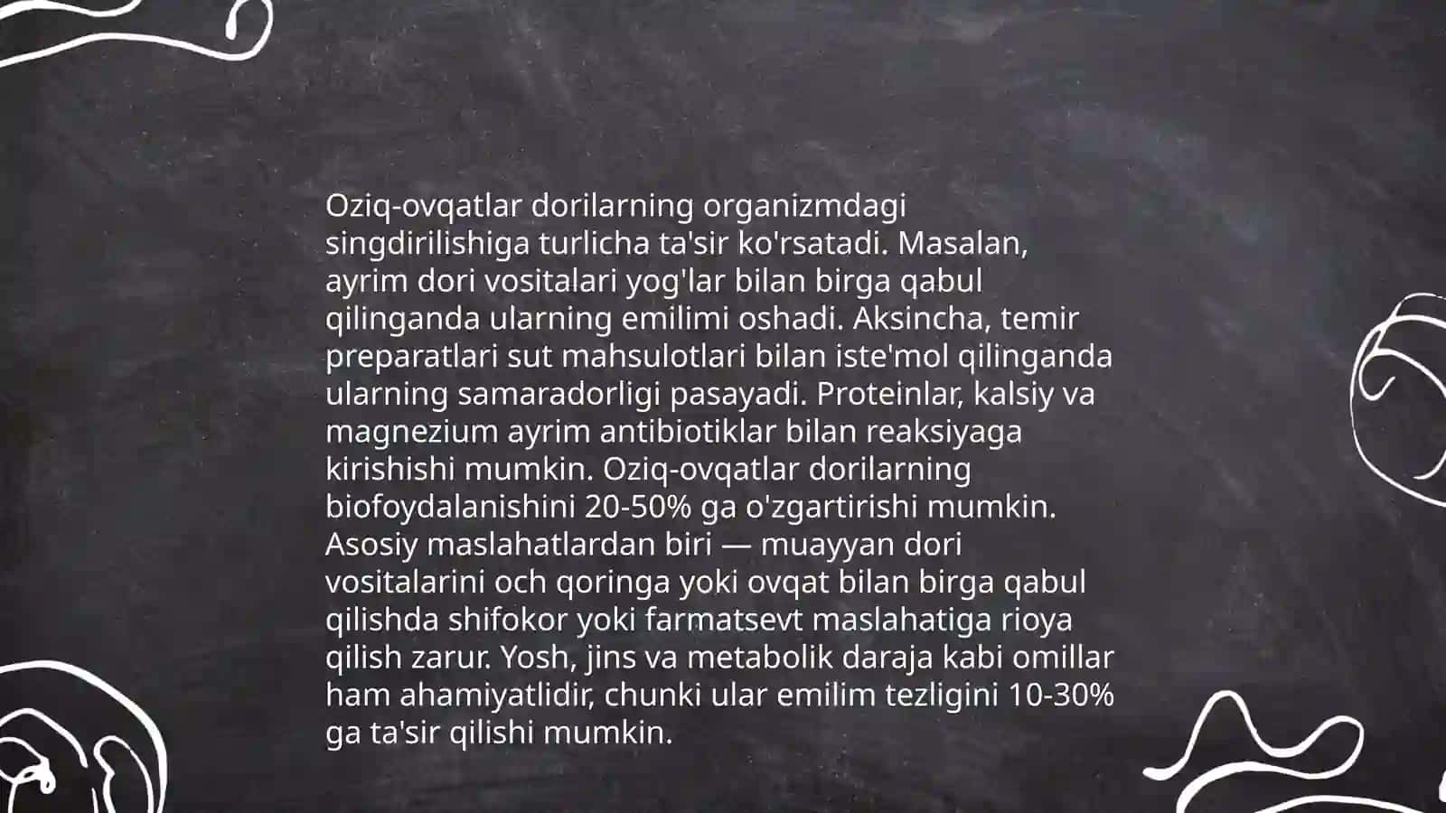 Dori vositalarining oziq-ovqatlar bilan munosabati 4