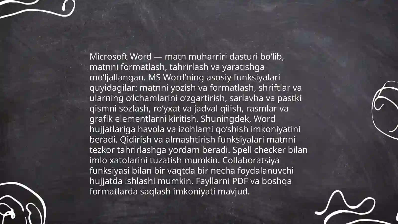 Microsoftda ishlash va uning funksiyalari 4
