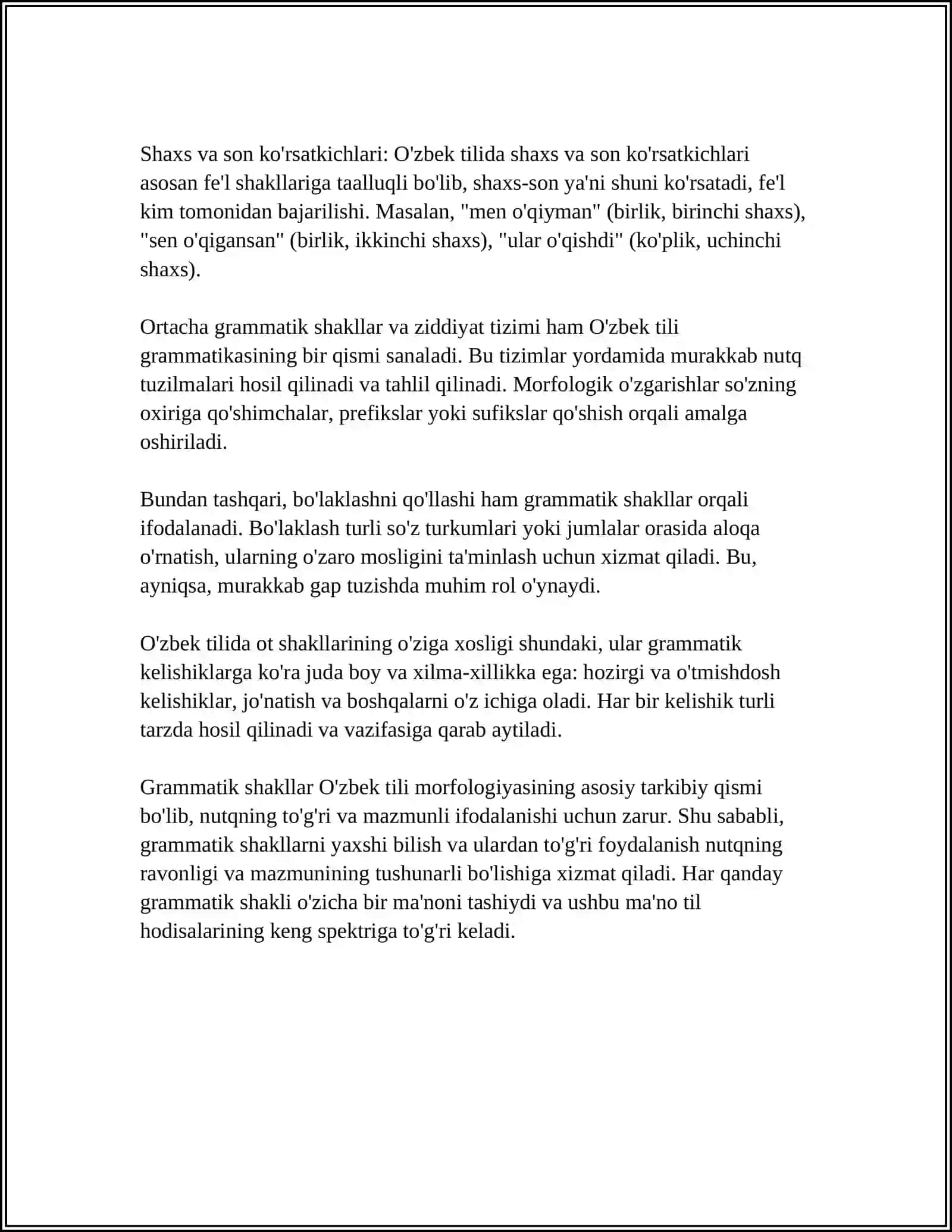 Grammatika va uning predmeti. Grammatik Kategoriya, Grammatik 4