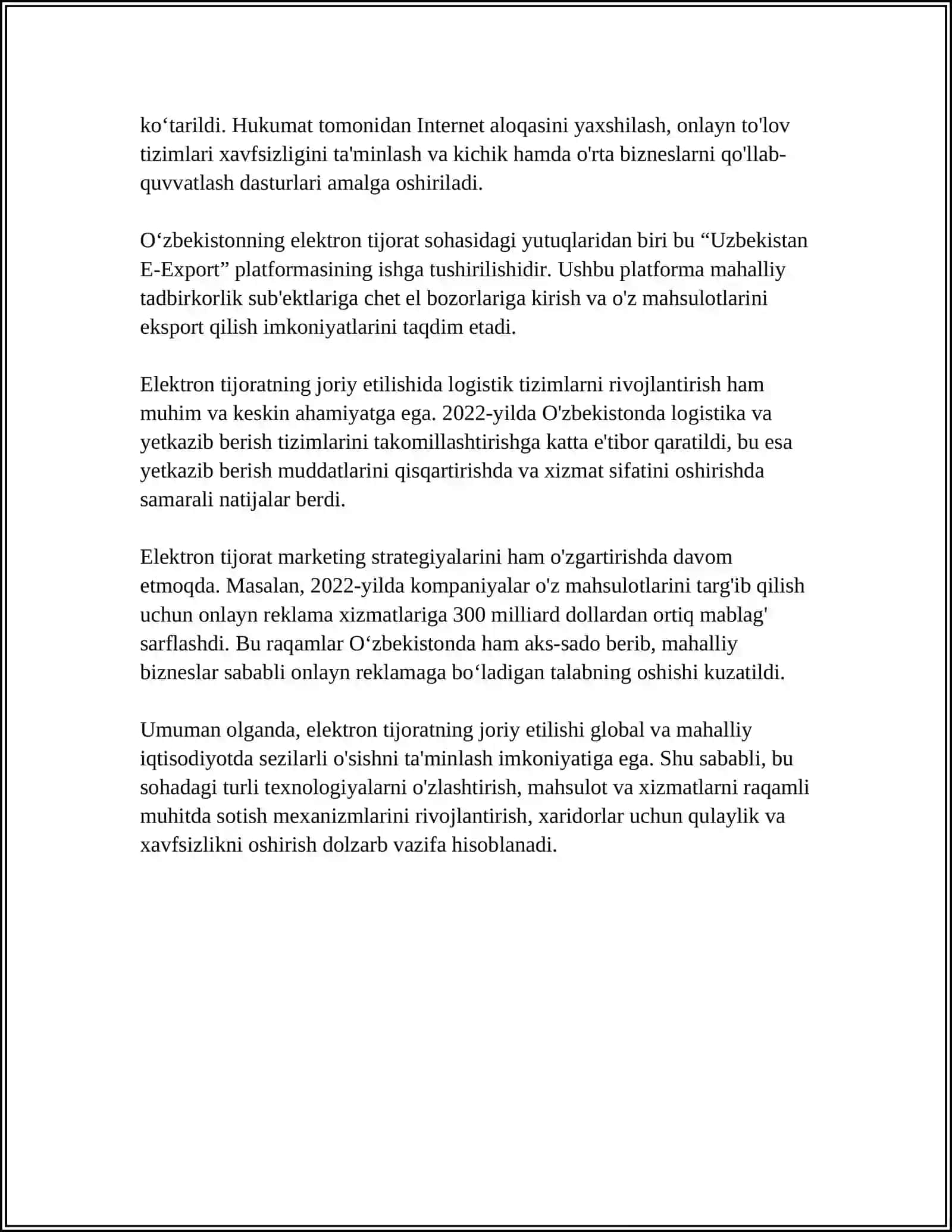 Elektron tijoratni joriy etish 4