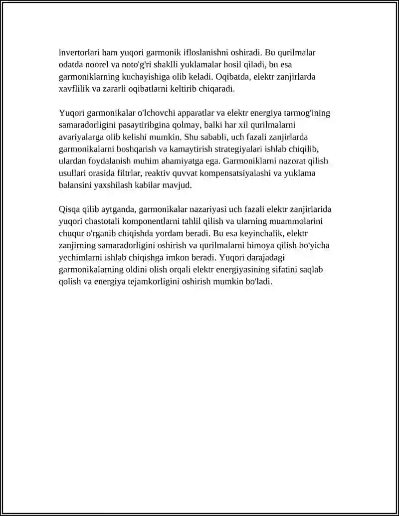 Uch fazali elektr zanjirlarda yuqori garmonikalar nazariyasi 4