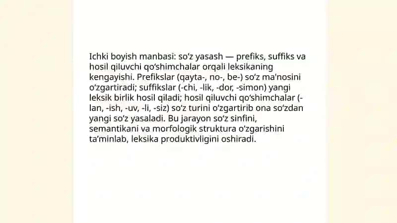 O‘zbek tili leksikasining boyish manbalari 4