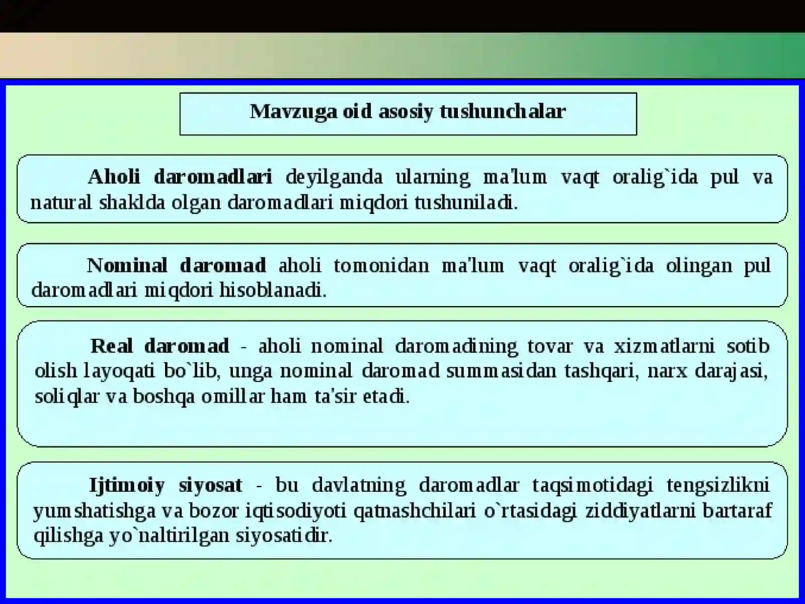 Aholi daromadlari va davlatning ijtimoiy siyosati 4