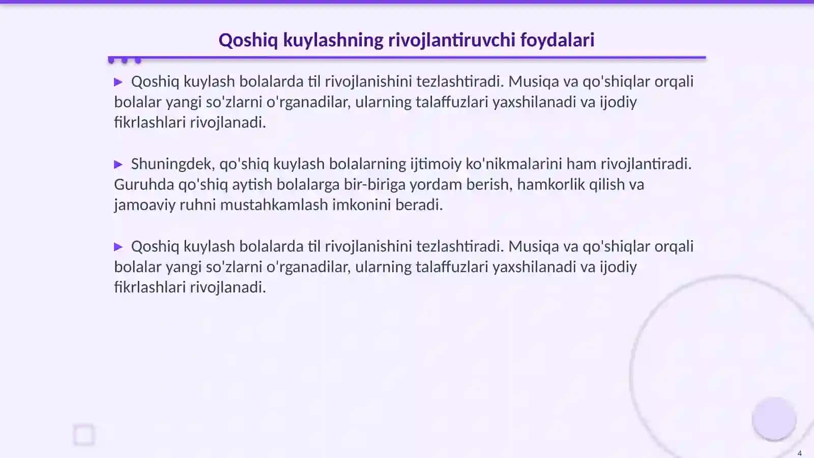 Bolalarni qoshiq kuylashga orgatish 4