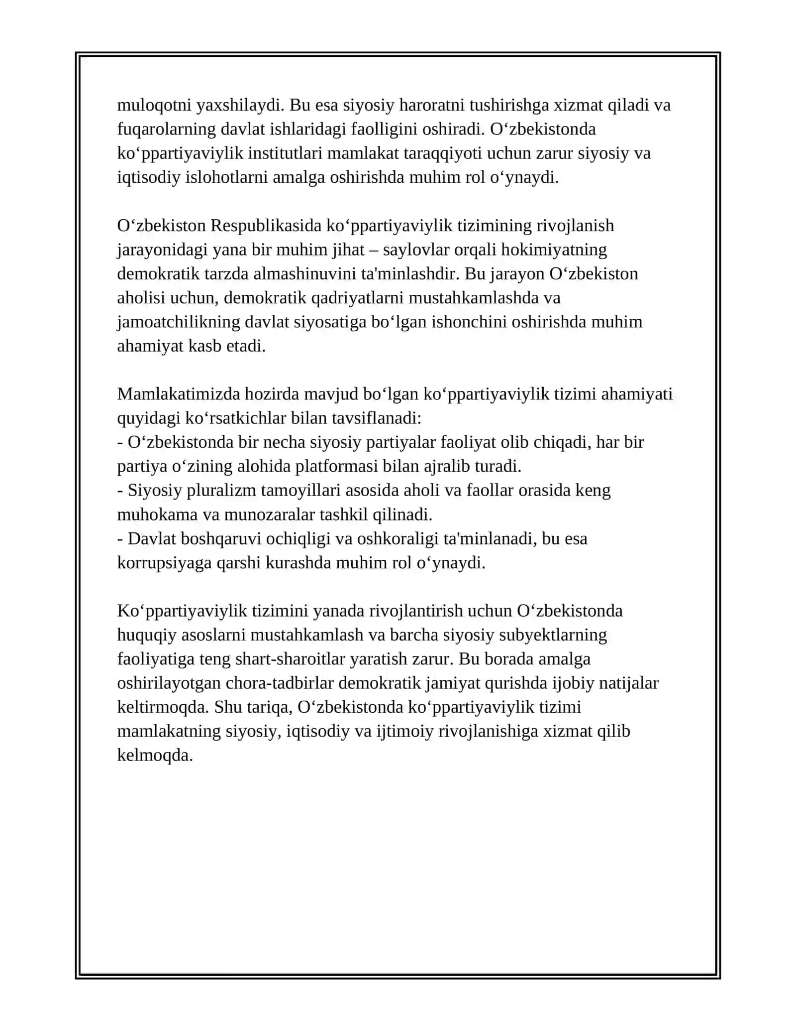 O‘ZBEKISTONDA KO‘PPARTIYAVIYLIK TIZIMINING SHAKLLANISHI VA UNING AHAMIYATI 4