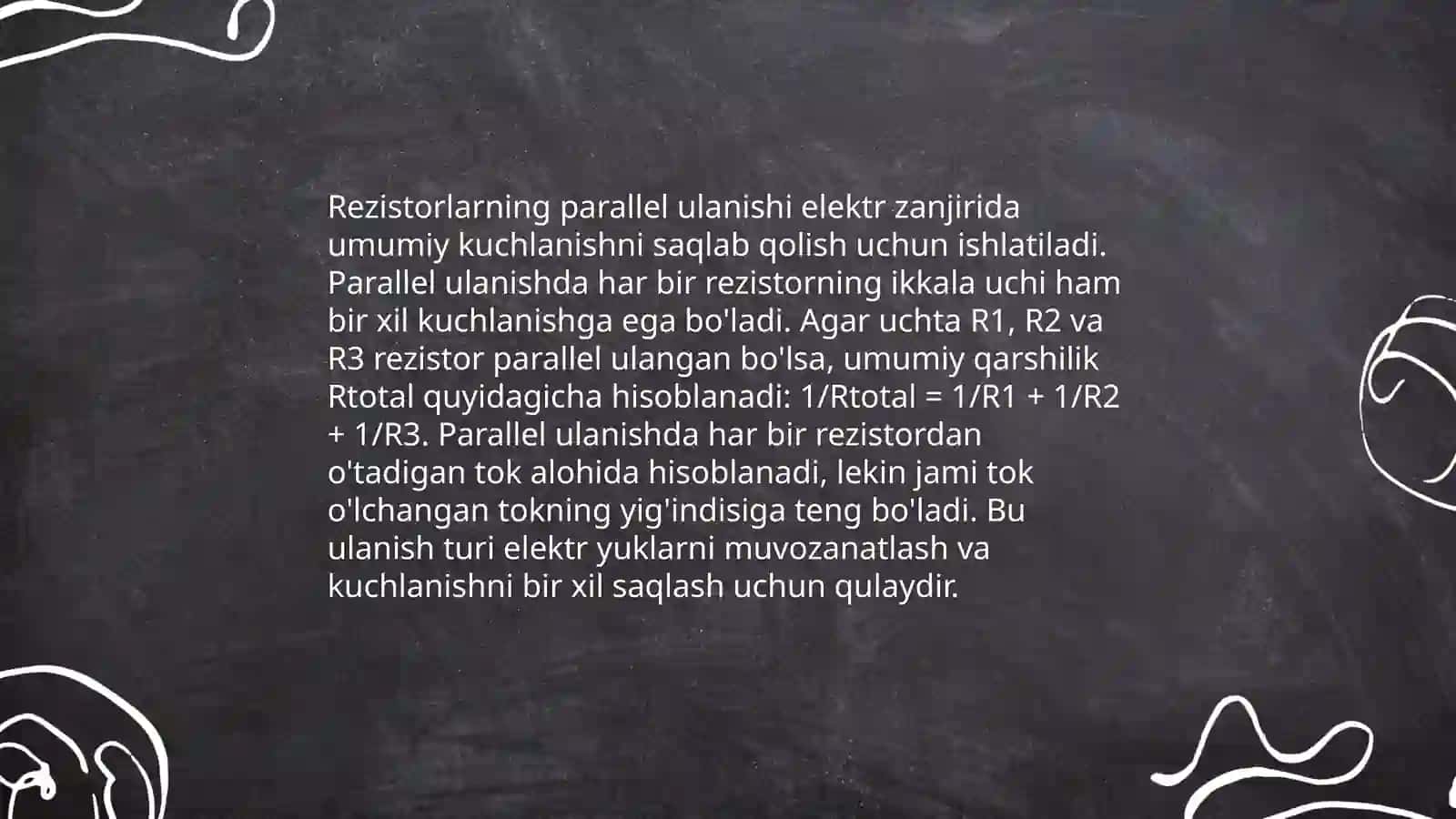 Rezistor induktiv ğaltak va kondensator elementlarni ketma ket paralel va aralash ulash 4