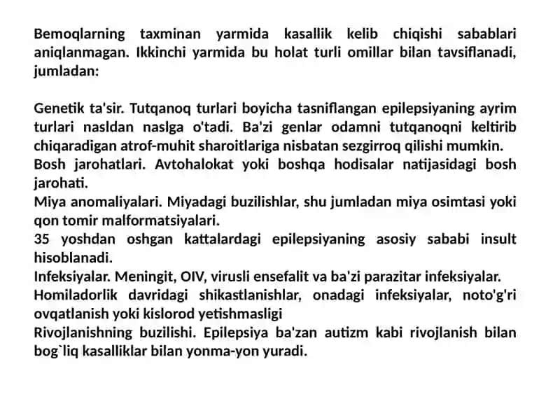 Epilepsiyaga qarshi qo’llaniladigan dorivositalari 4