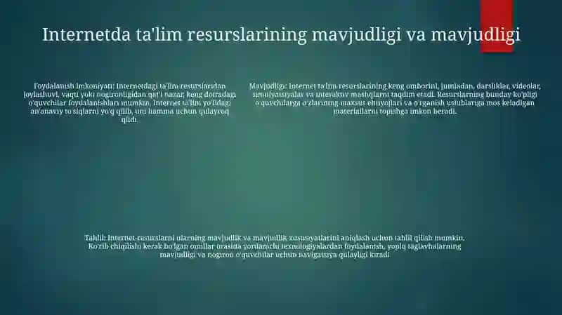 Internet Resurslaridagi OʻQuv Materiallarini Tahlil Qilish 4