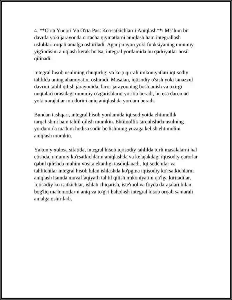Integral hisob asoslari iqtisodiy tahlilda 4