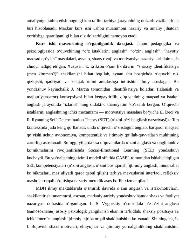 "HAYOTDA O'Z ISTAKLARIMIZNI ANGLASH" MAVZUSINI O'QITISHDA TARBIYA TEXNOLOGIYALARIDAN FOYDALANISH 4