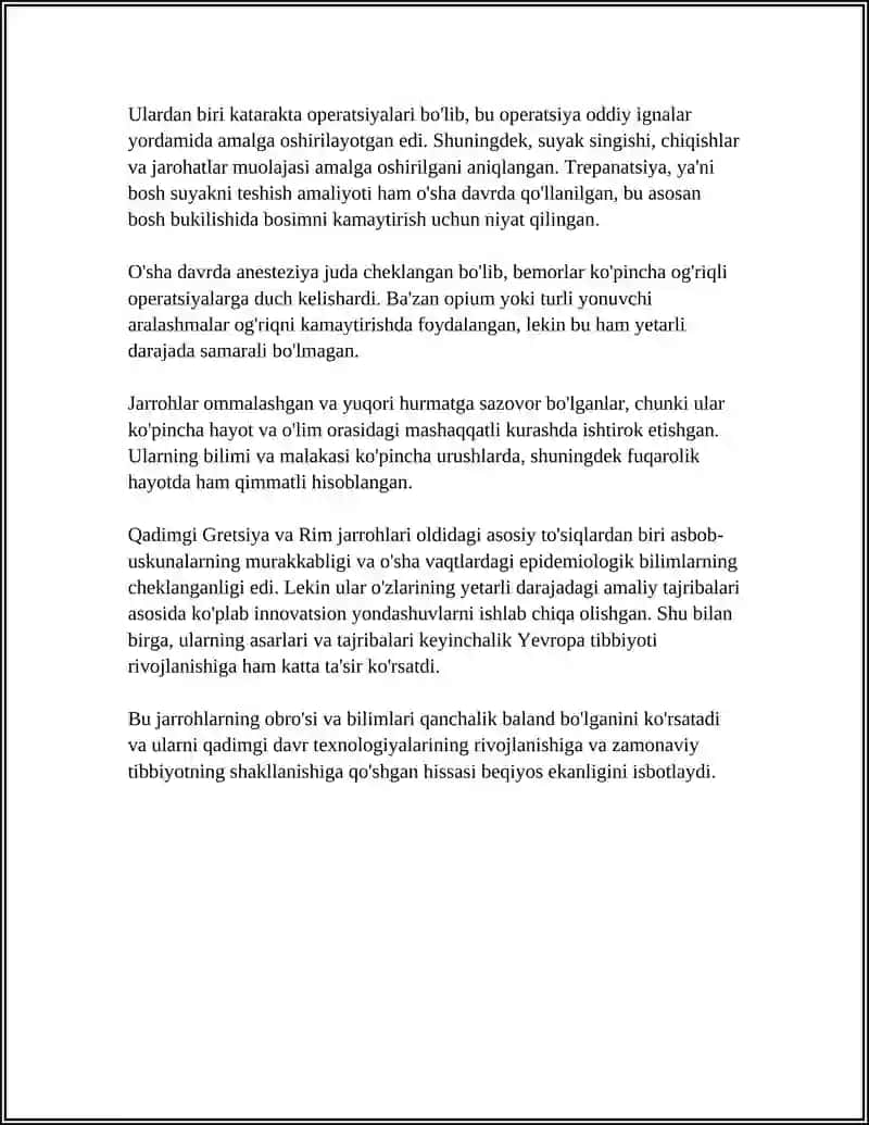 Antik Gretsiya va Rimda Jarrohlik Usullari 4