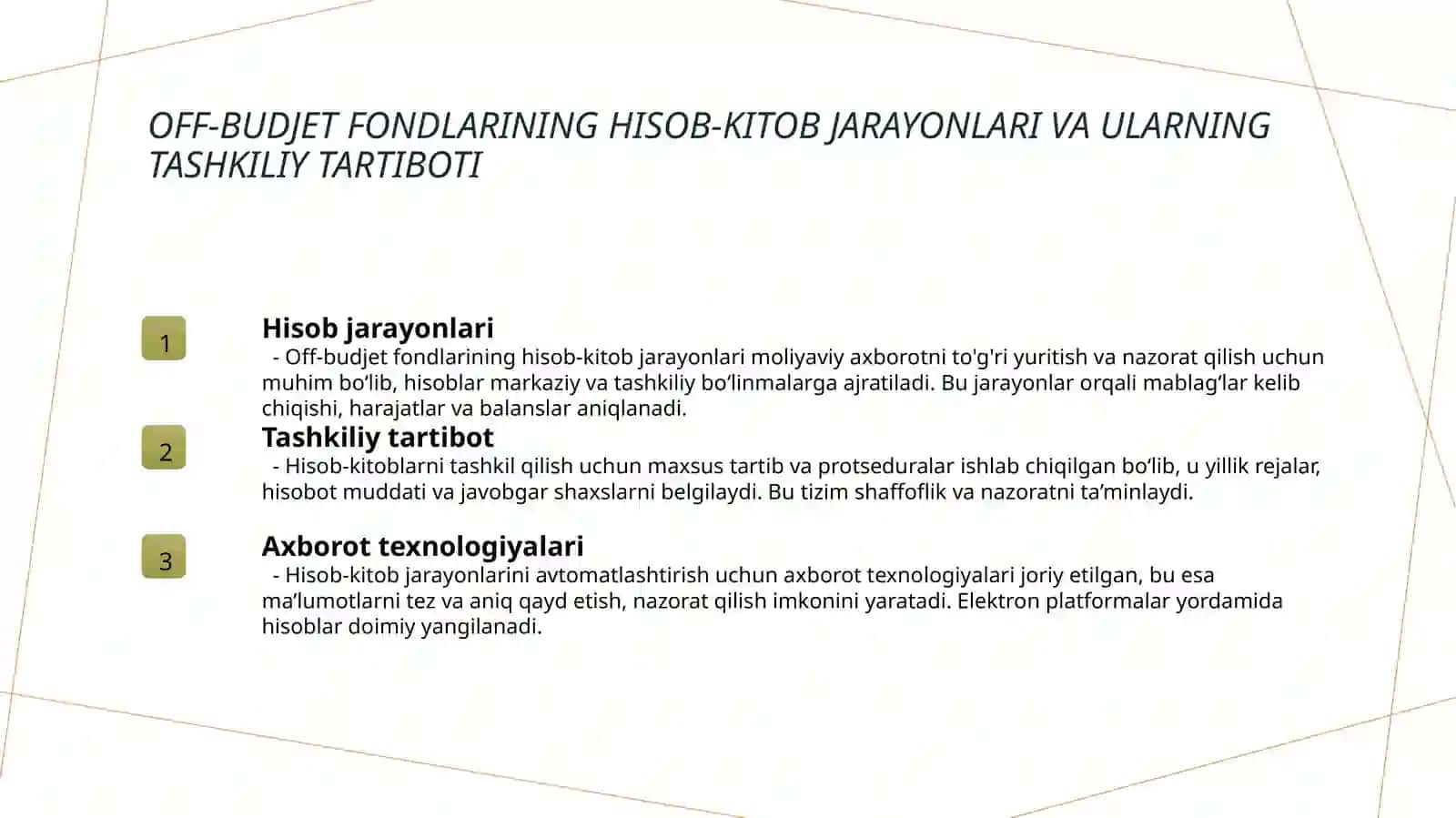 Budjet tashkilotlarining budjetdan tashqari mablag’lari hisobi 4