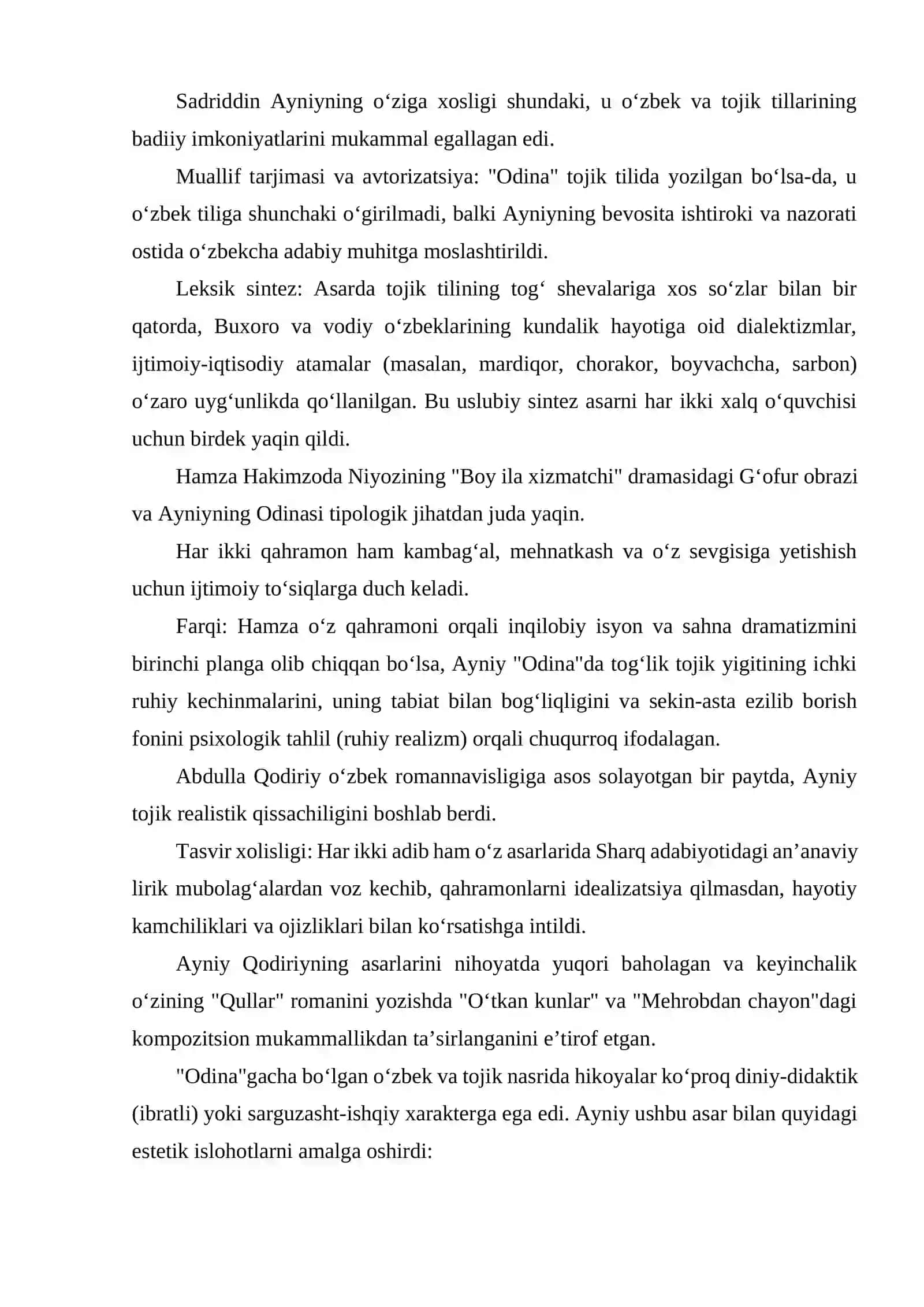 O‘ZBEK VA TOJIK ADABIY ALOQALARI KONTEKSTIDA SADRIDDIN AYNIYNING ODINA QISSASI 4